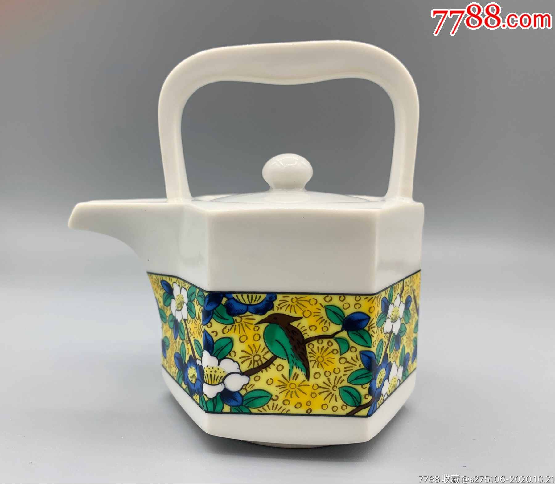 日本名家秀峯作陶瓷茶壶带手柄