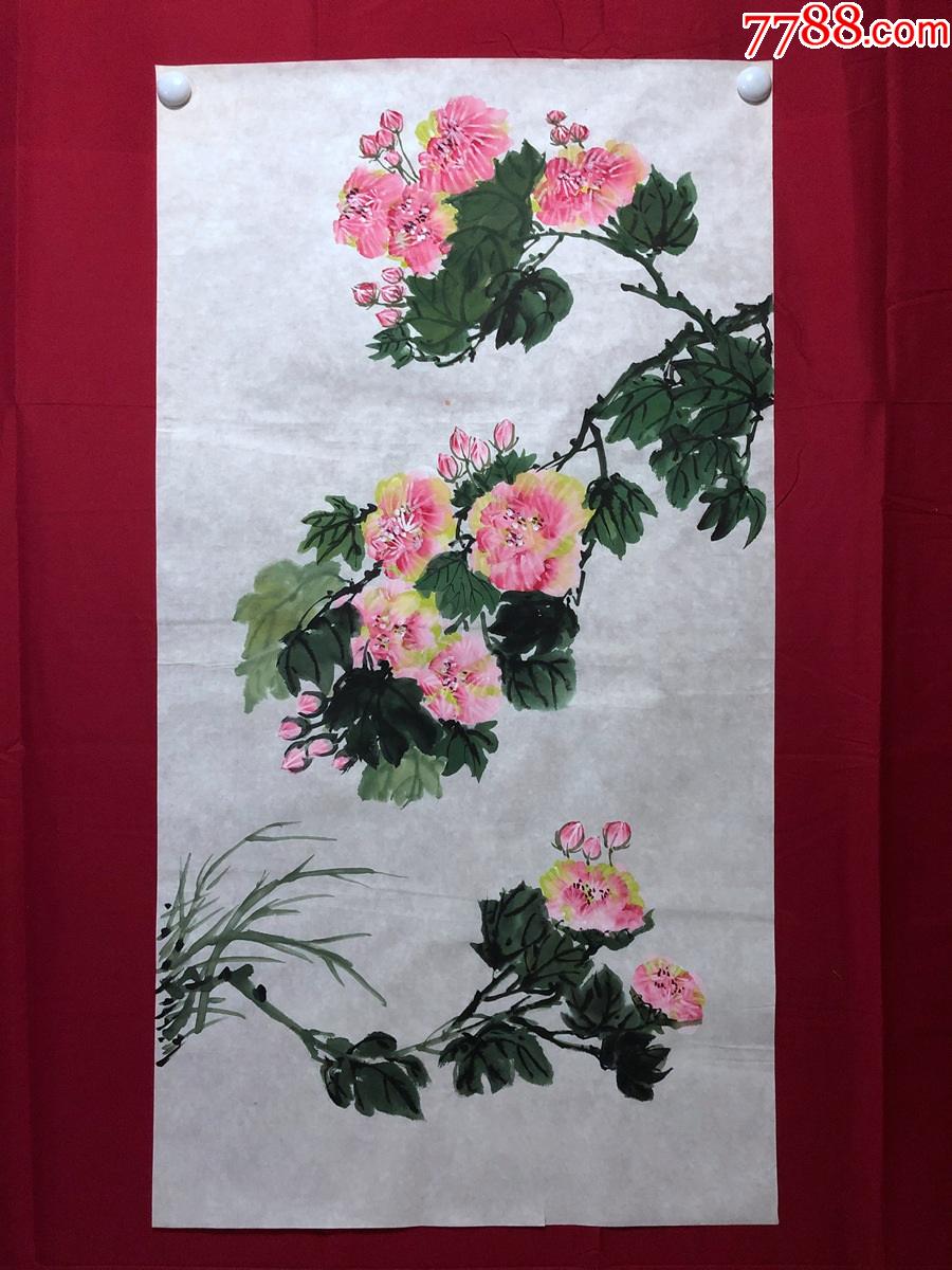 书画9113无款花鸟画芙蓉约48平尺
