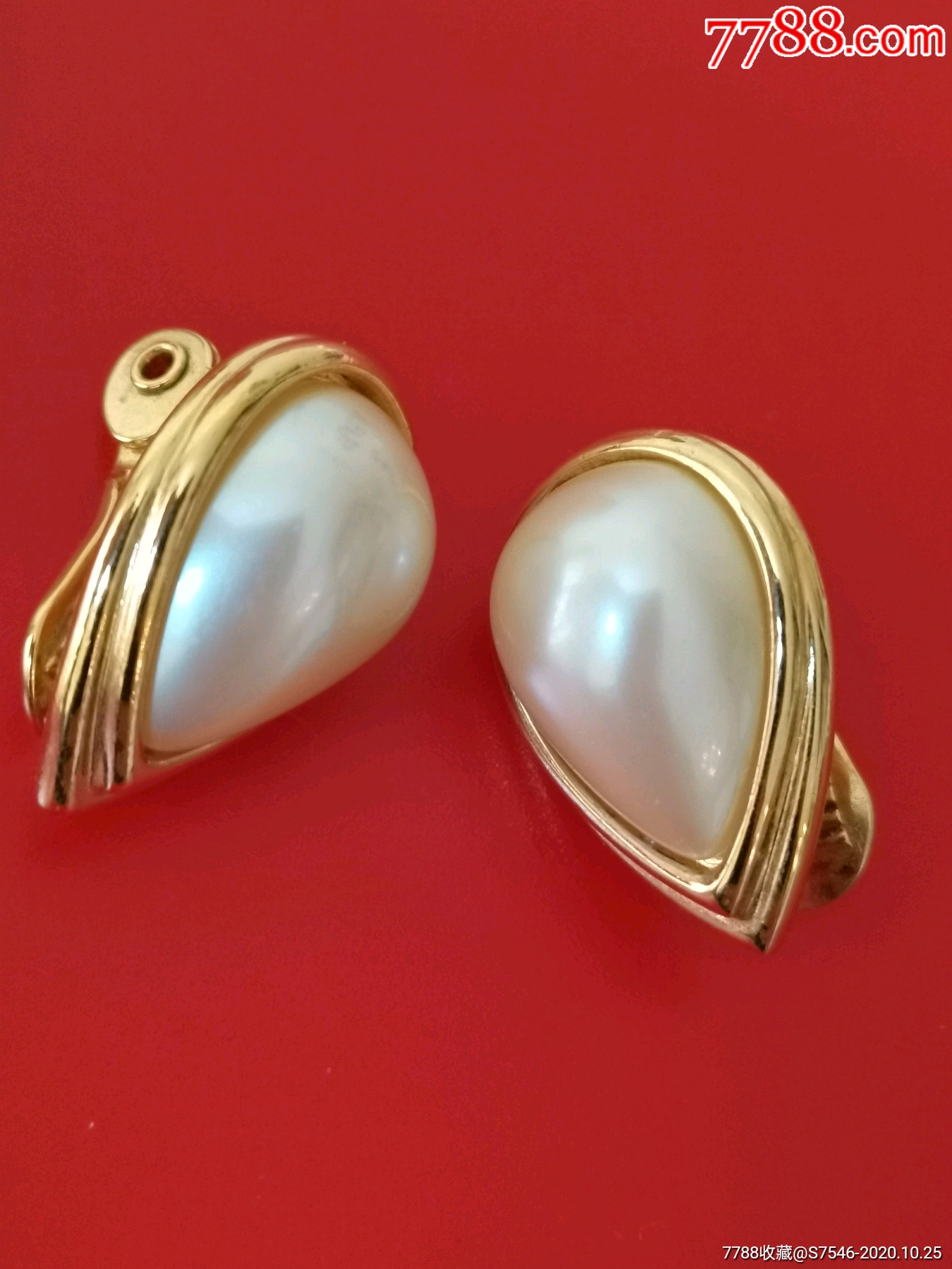 美国知名品牌莫奈monet珍珠耳夹一对