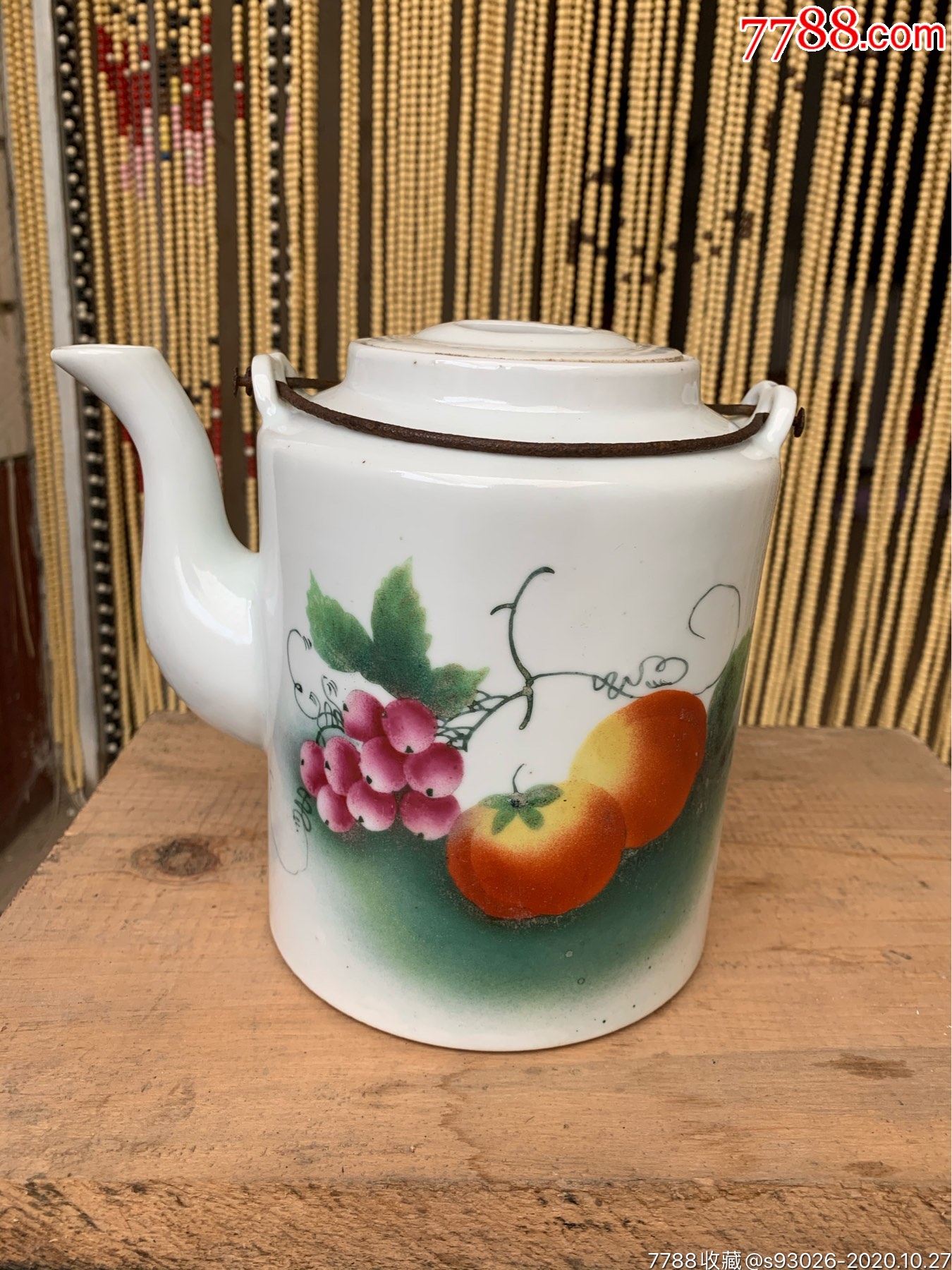 建国567提梁壶柿子事事如意_彩绘瓷/彩瓷_第1张_7788瓷器