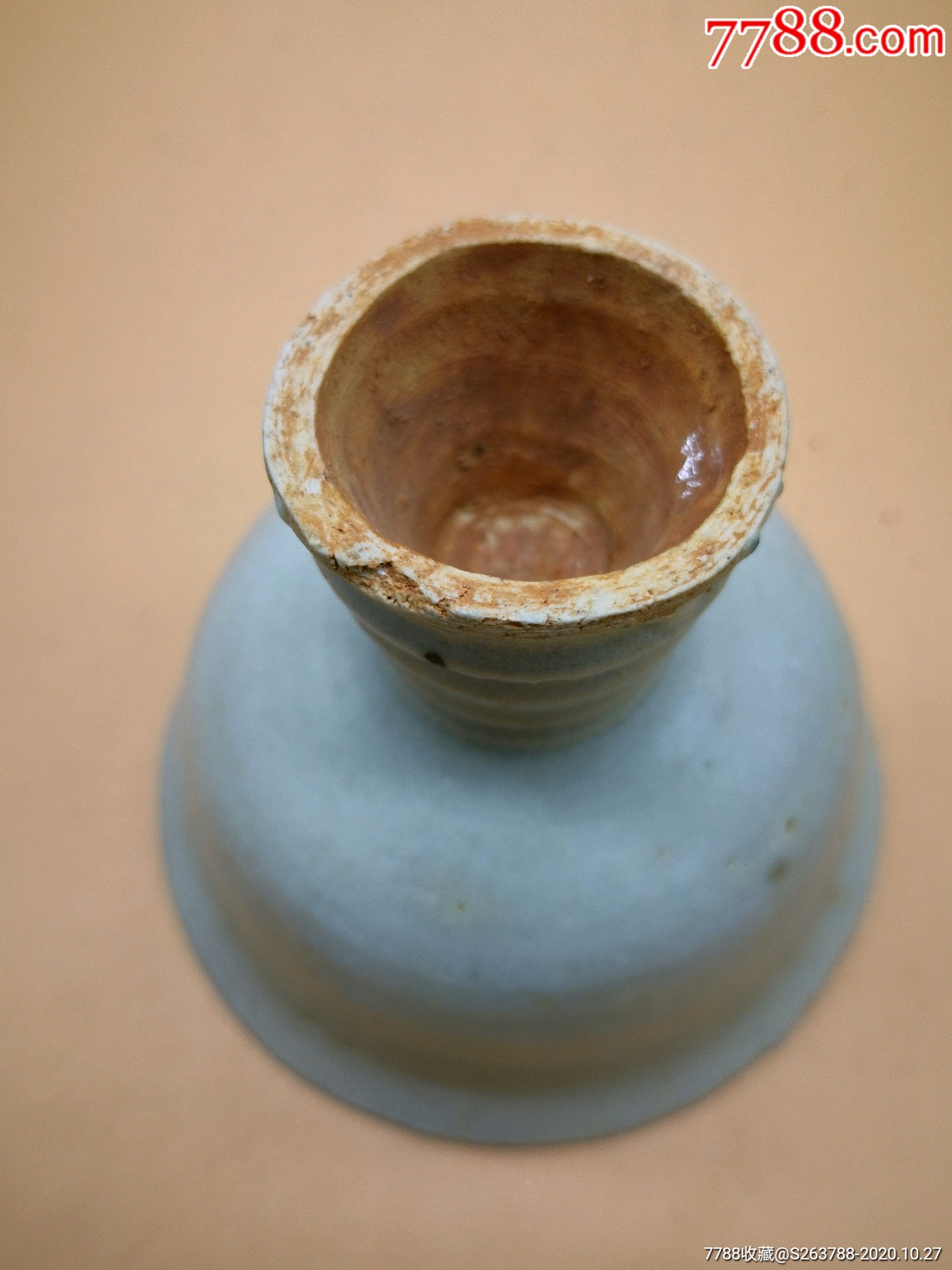 明代青白瓷高足杯