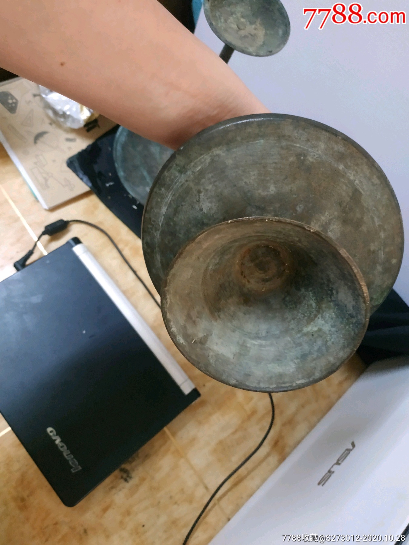 清代老铜油灯一对