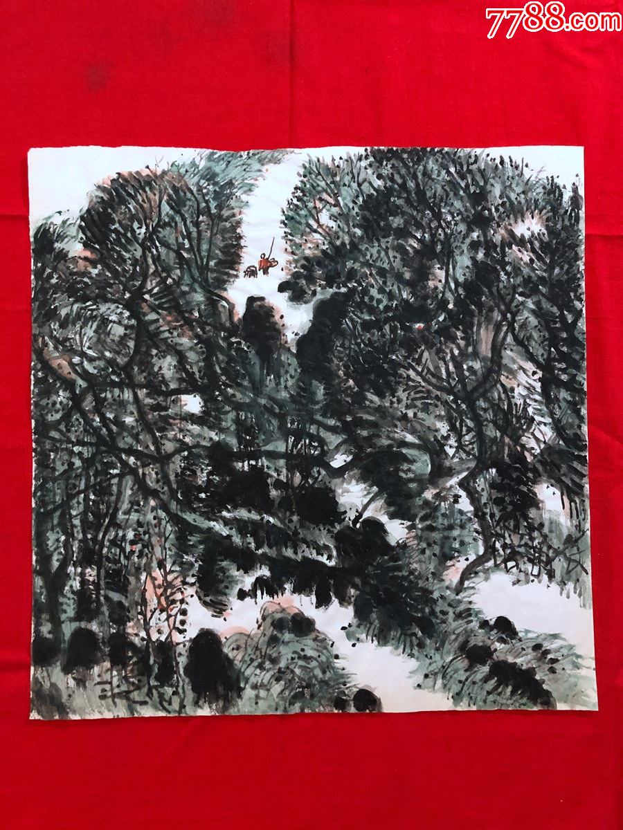 书画9254著名画家田雨无款山水画