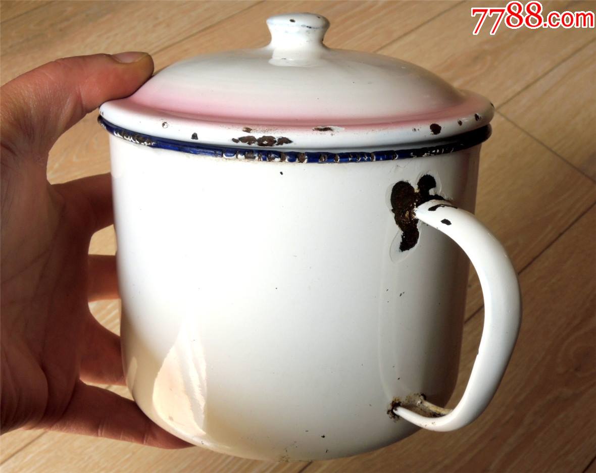 怀旧收藏-1971年工业学大庆搪瓷大茶缸-昆明市矽钢片会战纪念