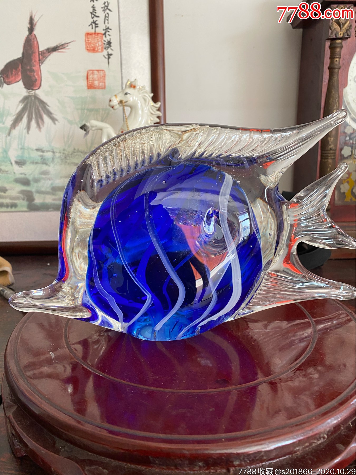 老玻璃鱼型摆件超级重