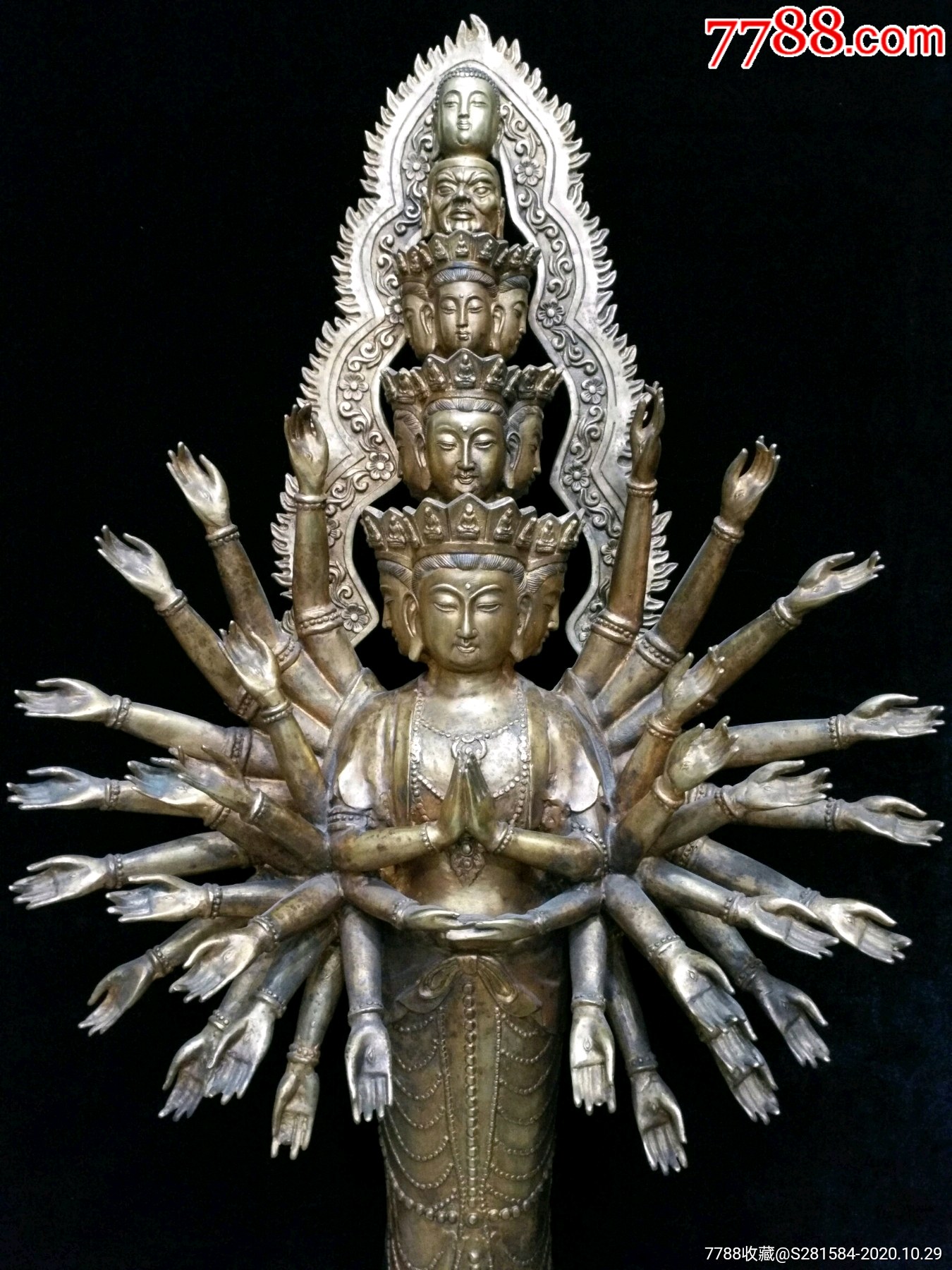 铜鎏金千手观音-铜像/铜佛像-7788玉器收藏