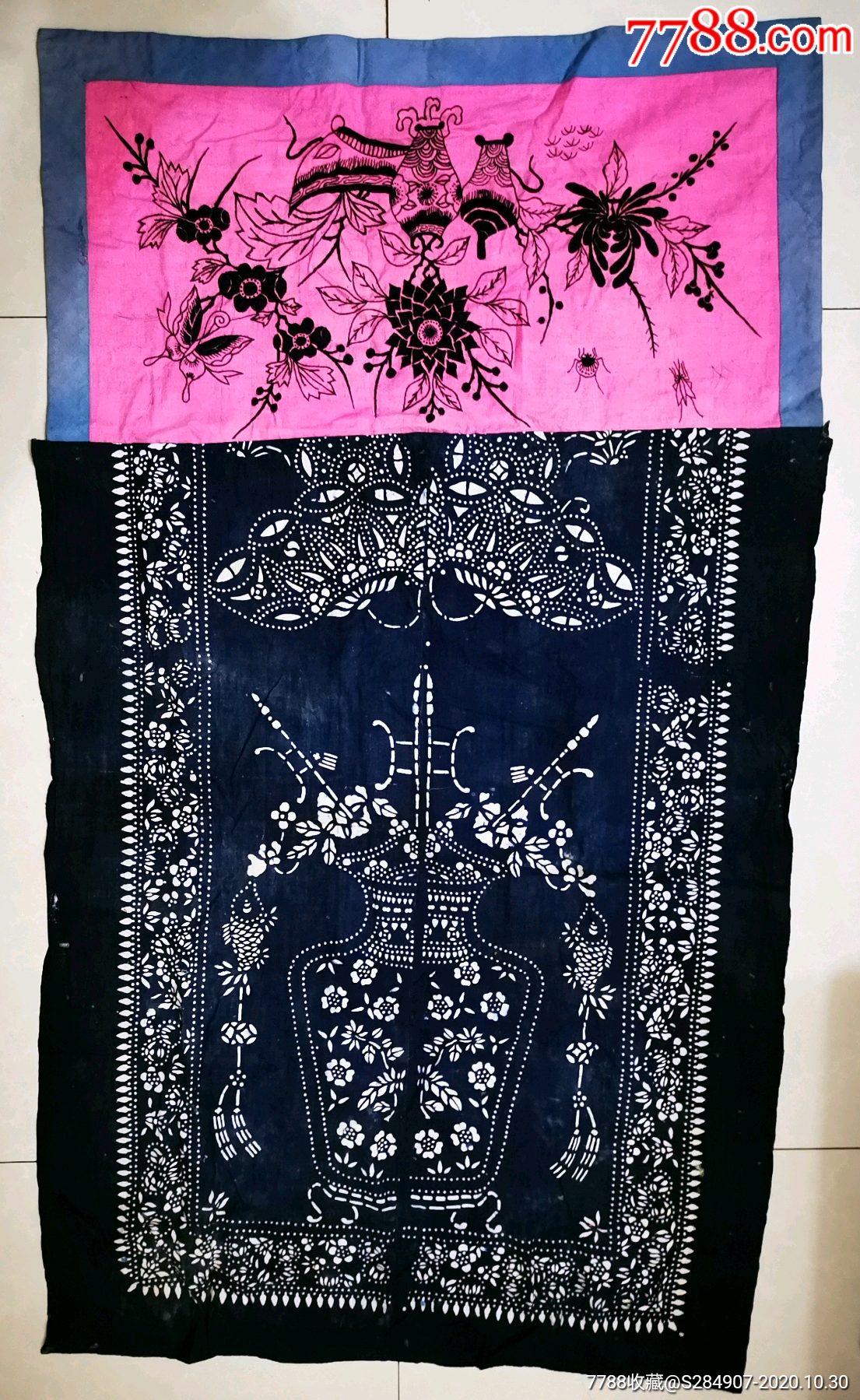 民国土布印染 刺绣窗帘