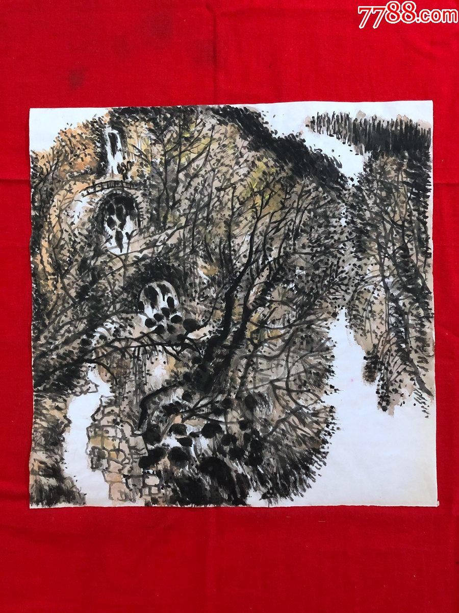 书画9350著名画家田雨无款山水画