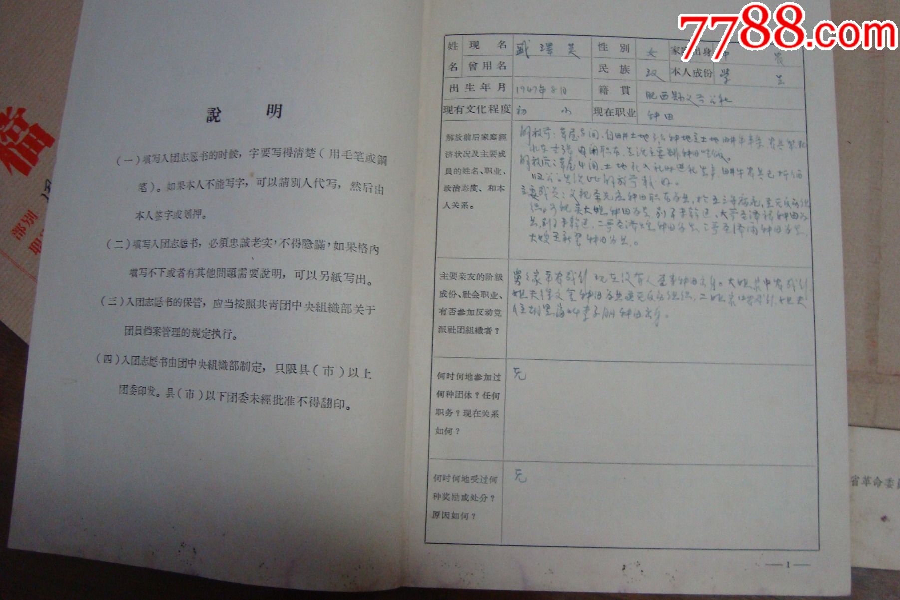 3種帶檔案袋入團志願書