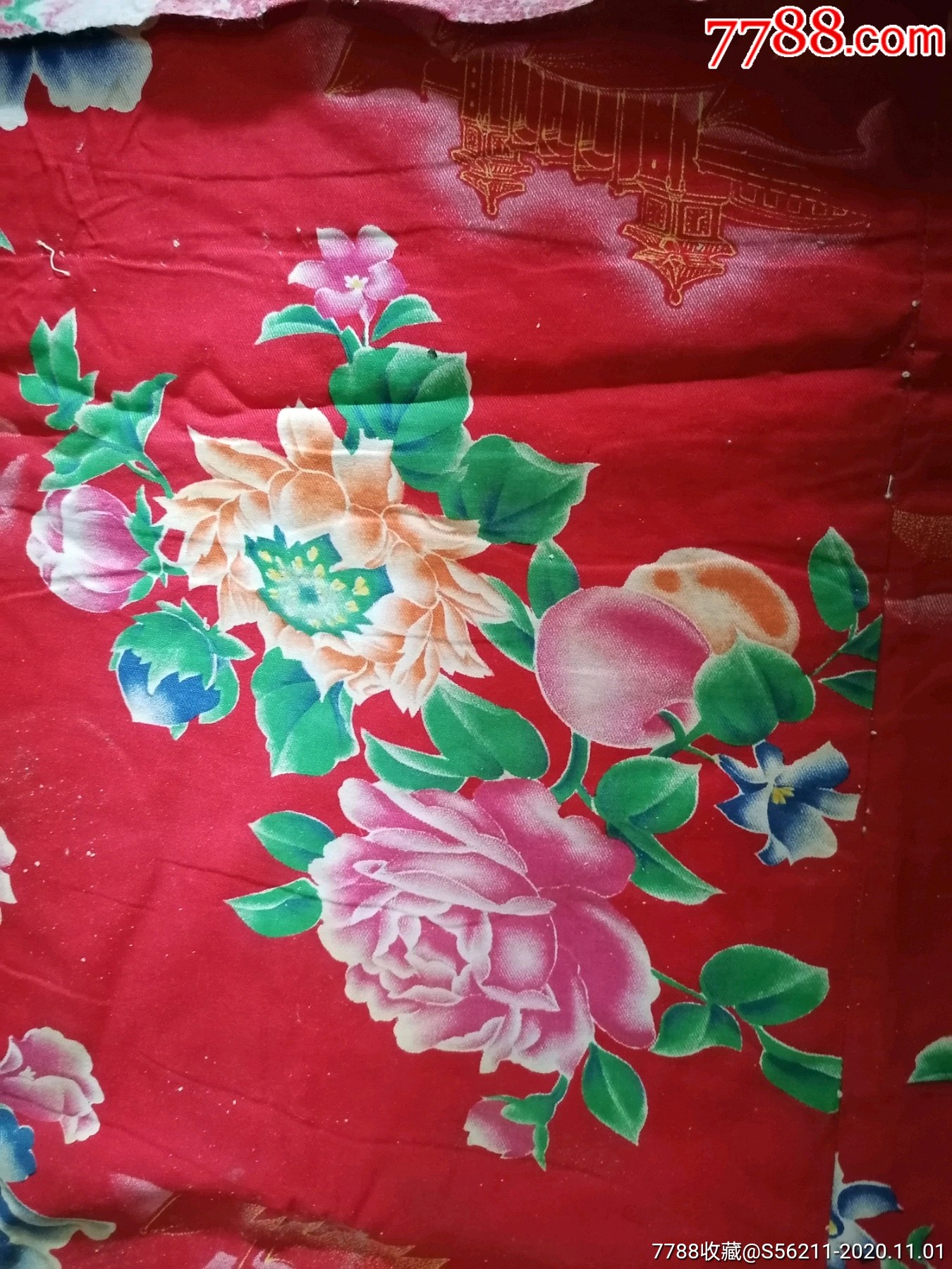 文*彩旗飘飘的北京火车站,盛开牡丹花图文*纯棉彩色被面_床单/被套