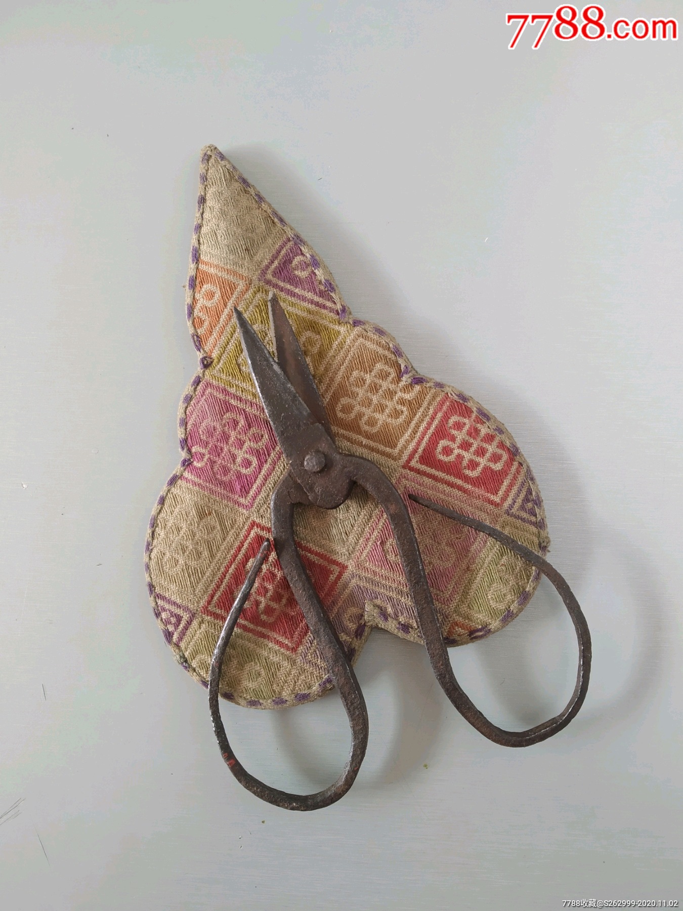 老刺绣,老绣品剪套,小剪刀