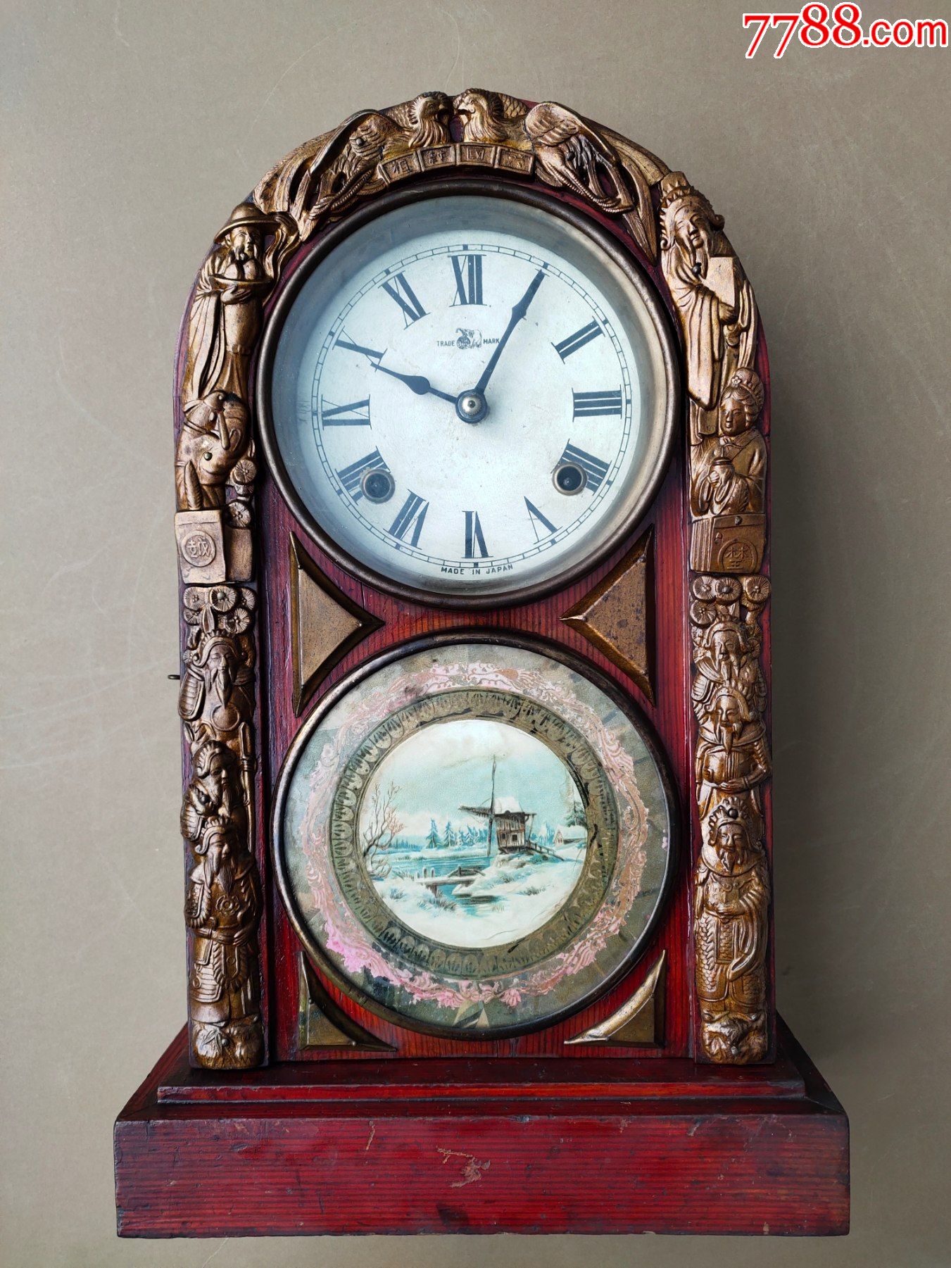 象球牌压铅六国封相图座钟