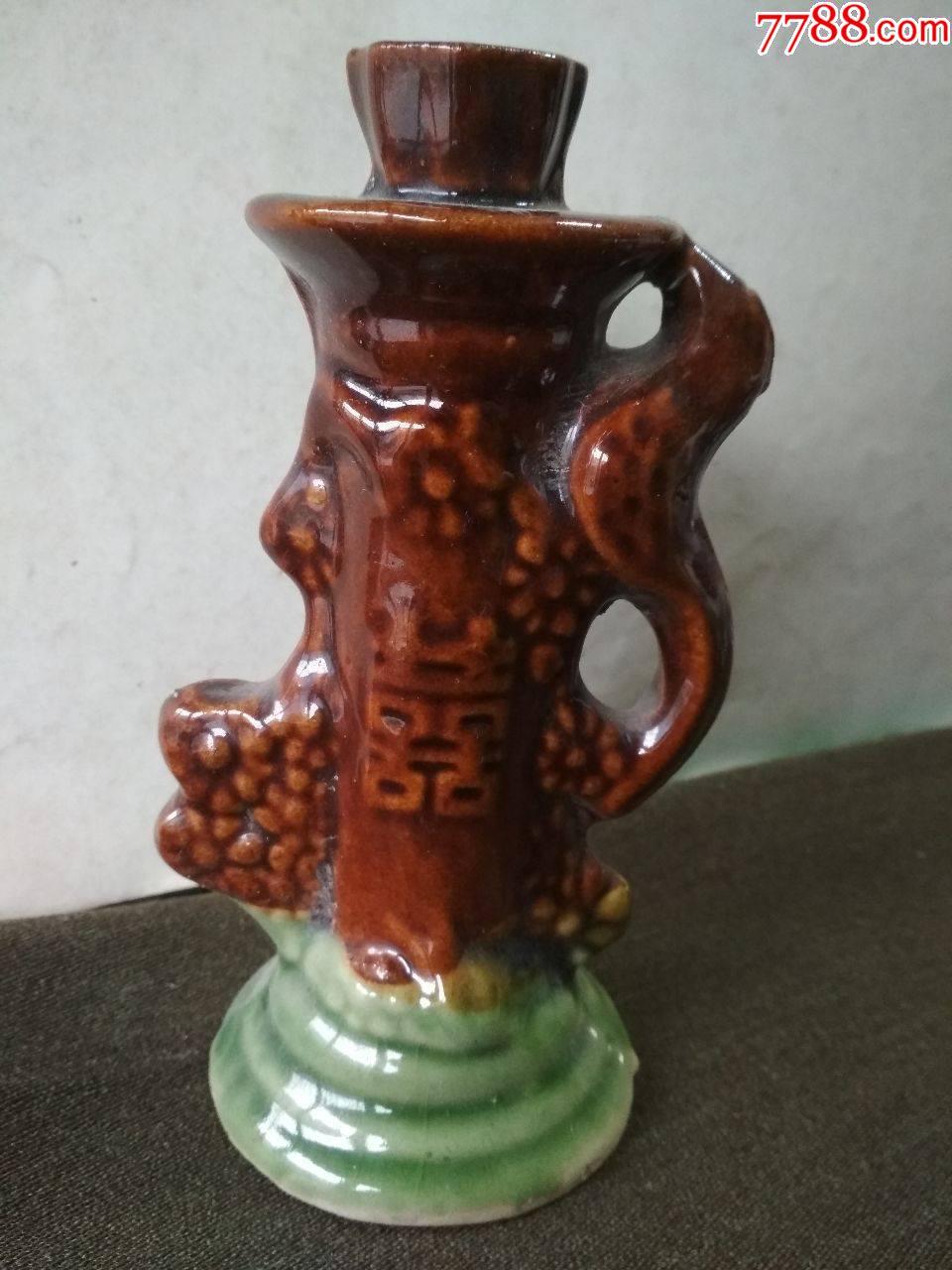 单色花鸟喜字烛台
