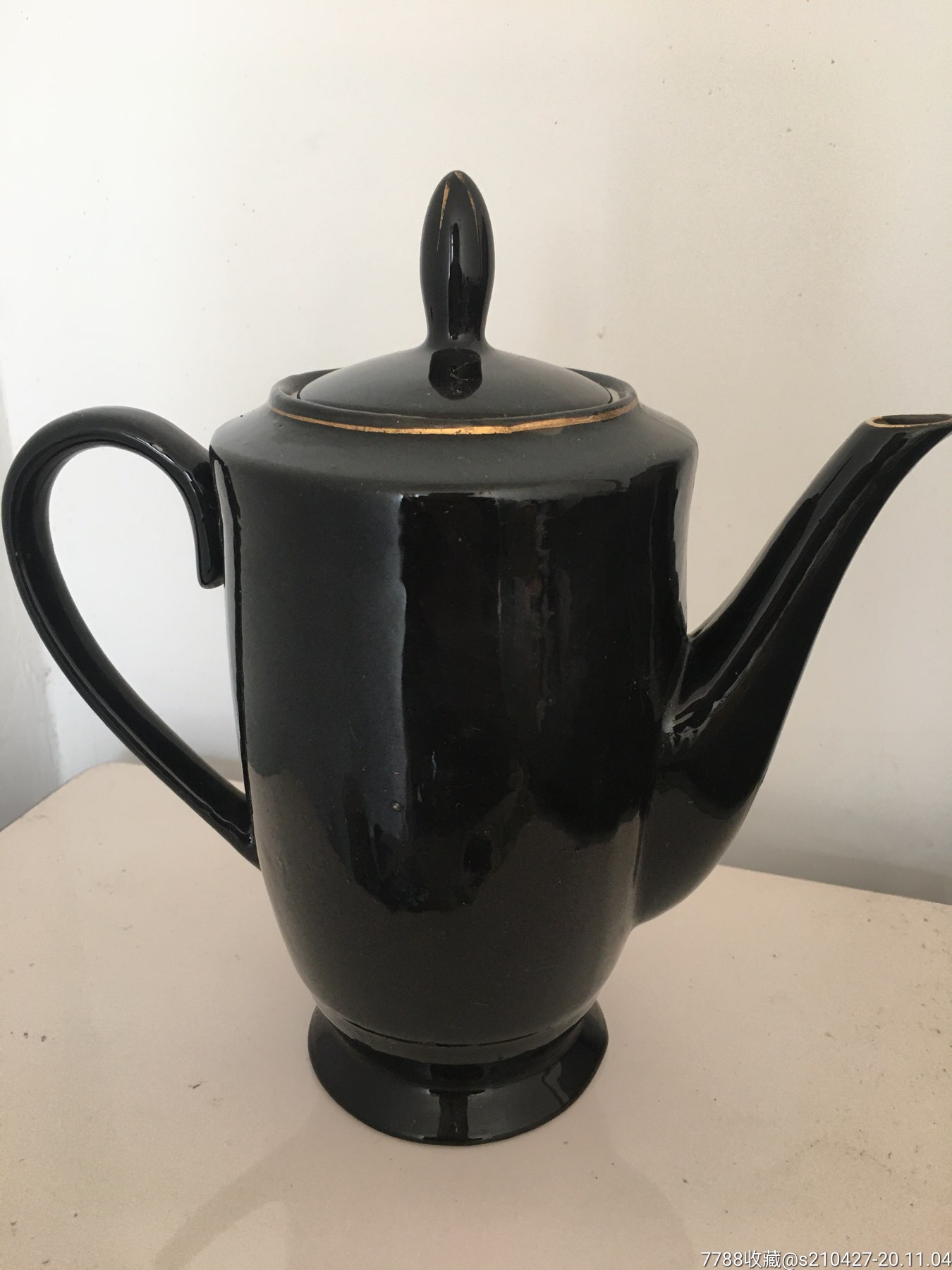 老瓷壶茶壶民俗怀旧手绘乌金釉仙鹤纹茶壶-茶壶-7788收藏