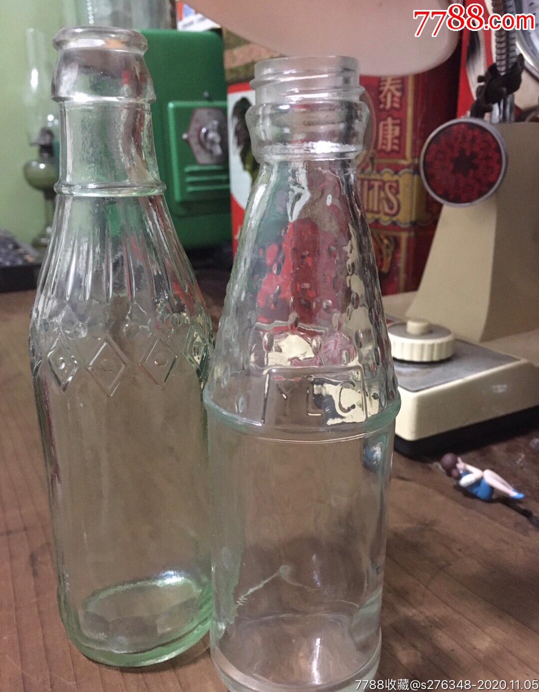 老玻璃瓶汽水瓶一对