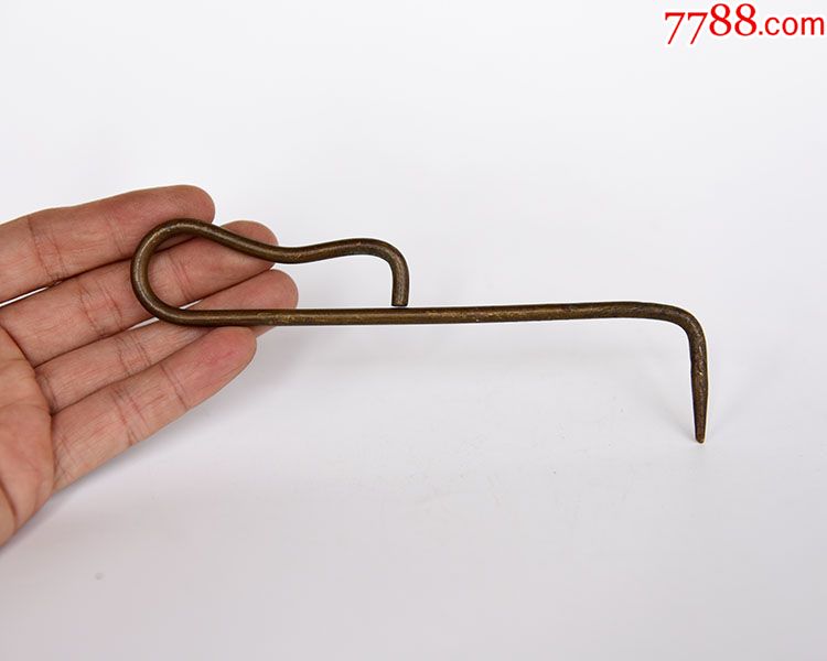 民国纯铜炉钩老钩子15cm老火钩碳钩手炉钩香炉钩老铜器铜杂件