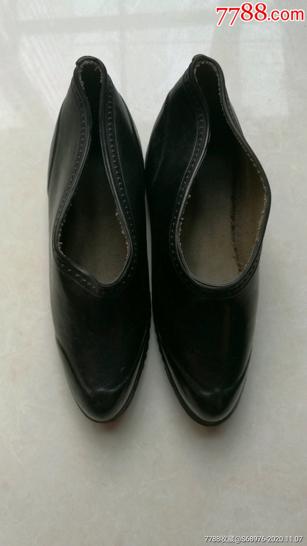 小脚鞋5060年代小脚胶皮鞋雨鞋三钟牌民生橡胶厂非常少见值得收藏