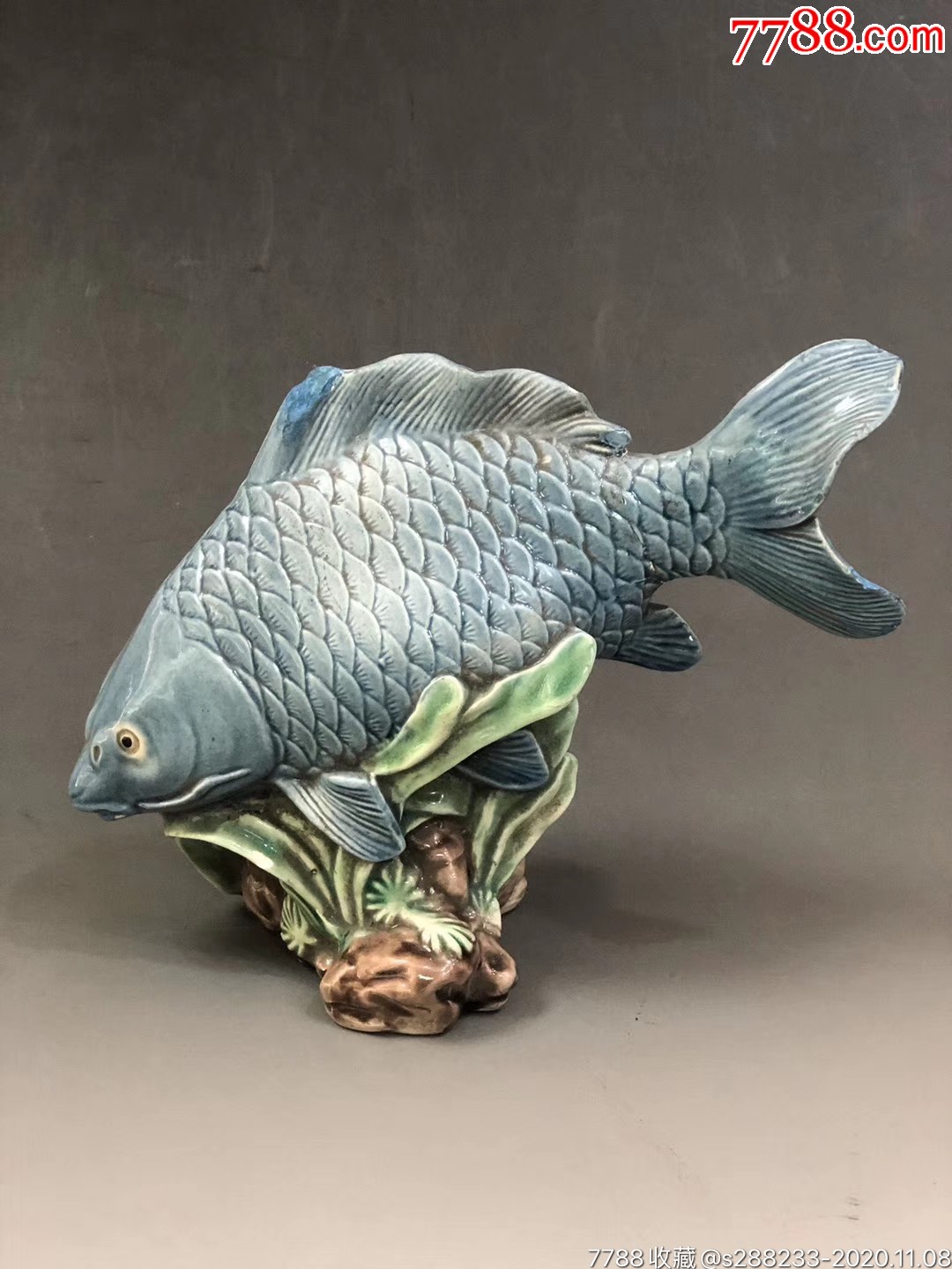 民国石湾窑年年有鱼摆件_彩绘瓷/彩瓷_厦门墨云楼【7788收藏__收藏