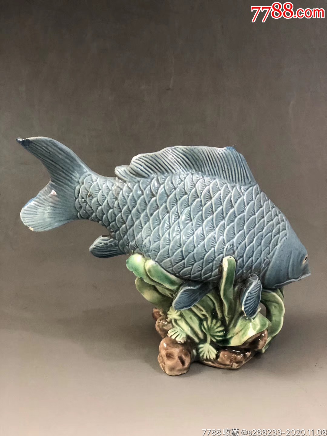 民国石湾窑年年有鱼摆件_彩绘瓷/彩瓷【厦门墨云楼】_第2张_7788钟表