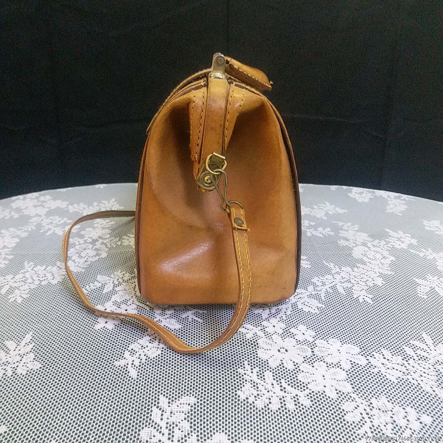 民国老上海老式牛皮包二手老手提包老手拎包老皮包老单肩包