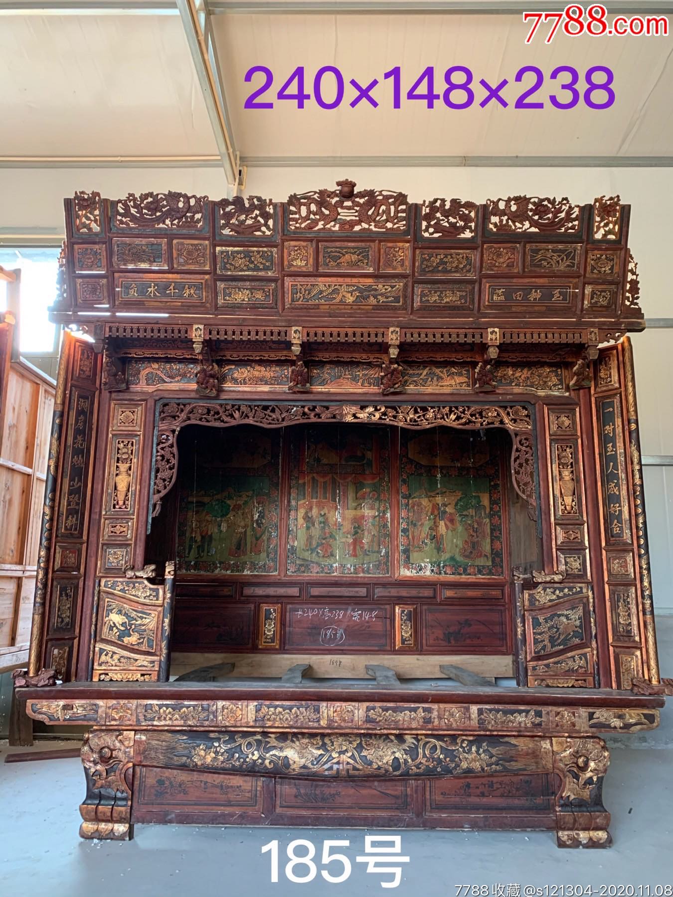 民国杉木千工床老床古董床老家具