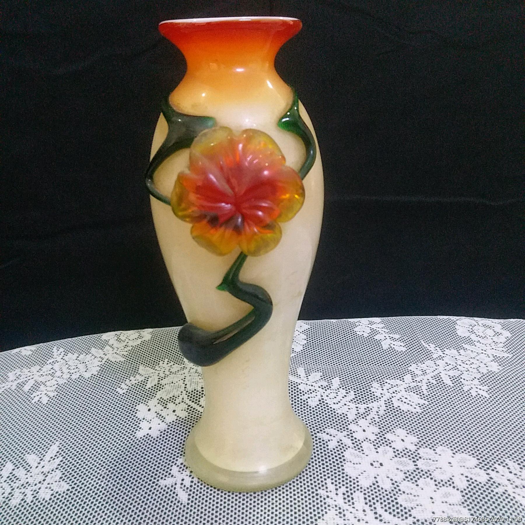 老琉璃瓶老花瓶老花插