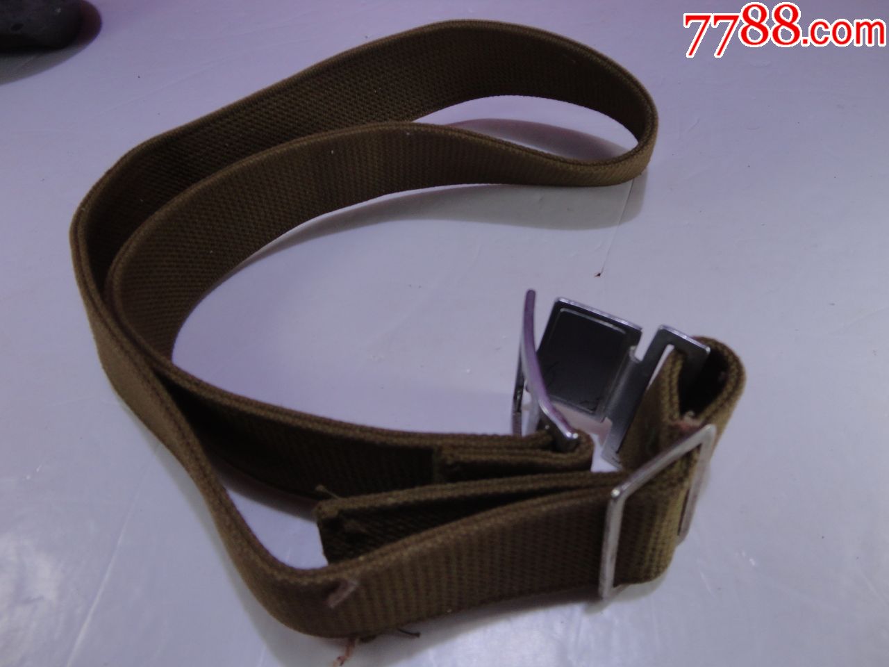 60/70年代布编织白钢头裤腰带