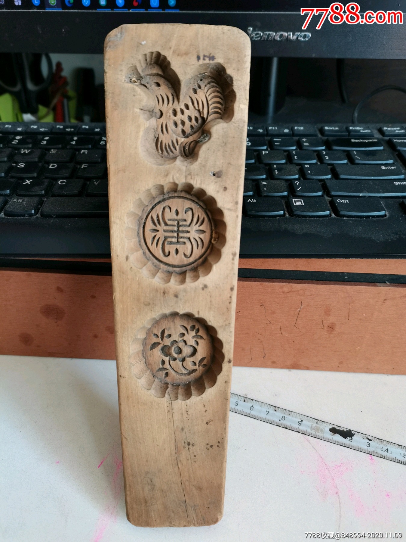 印糕板:小鸟,寿字,花朵