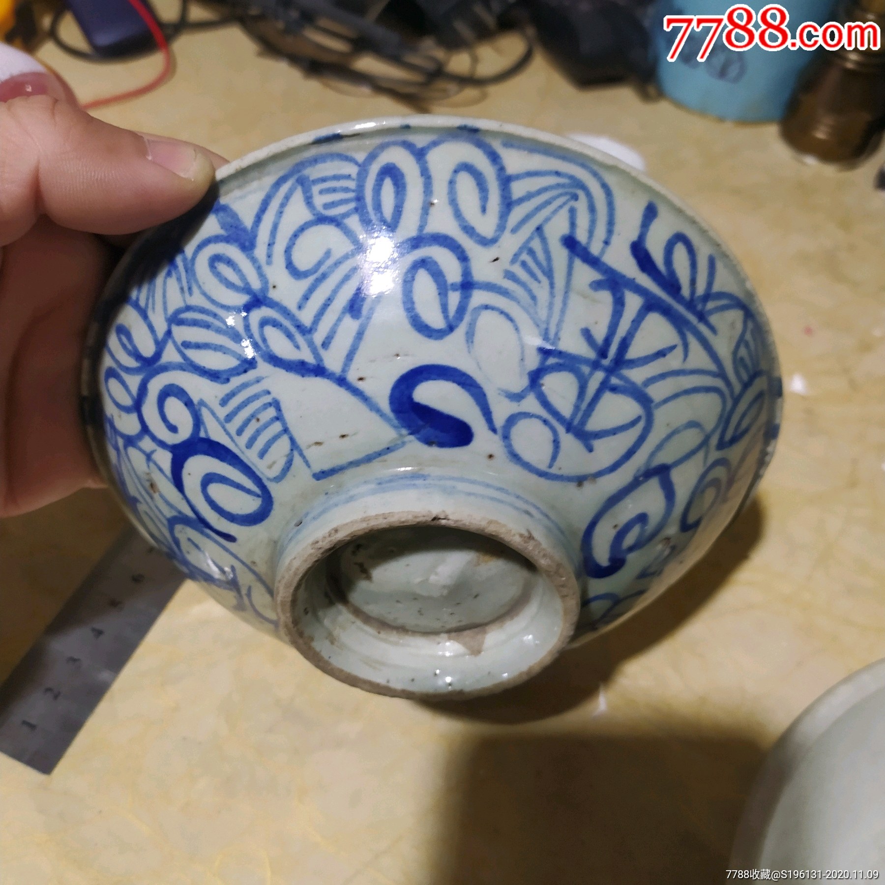 民国时期青花喜字碗两个,无冲线无磕碰!基本全品包老!-价格:90.