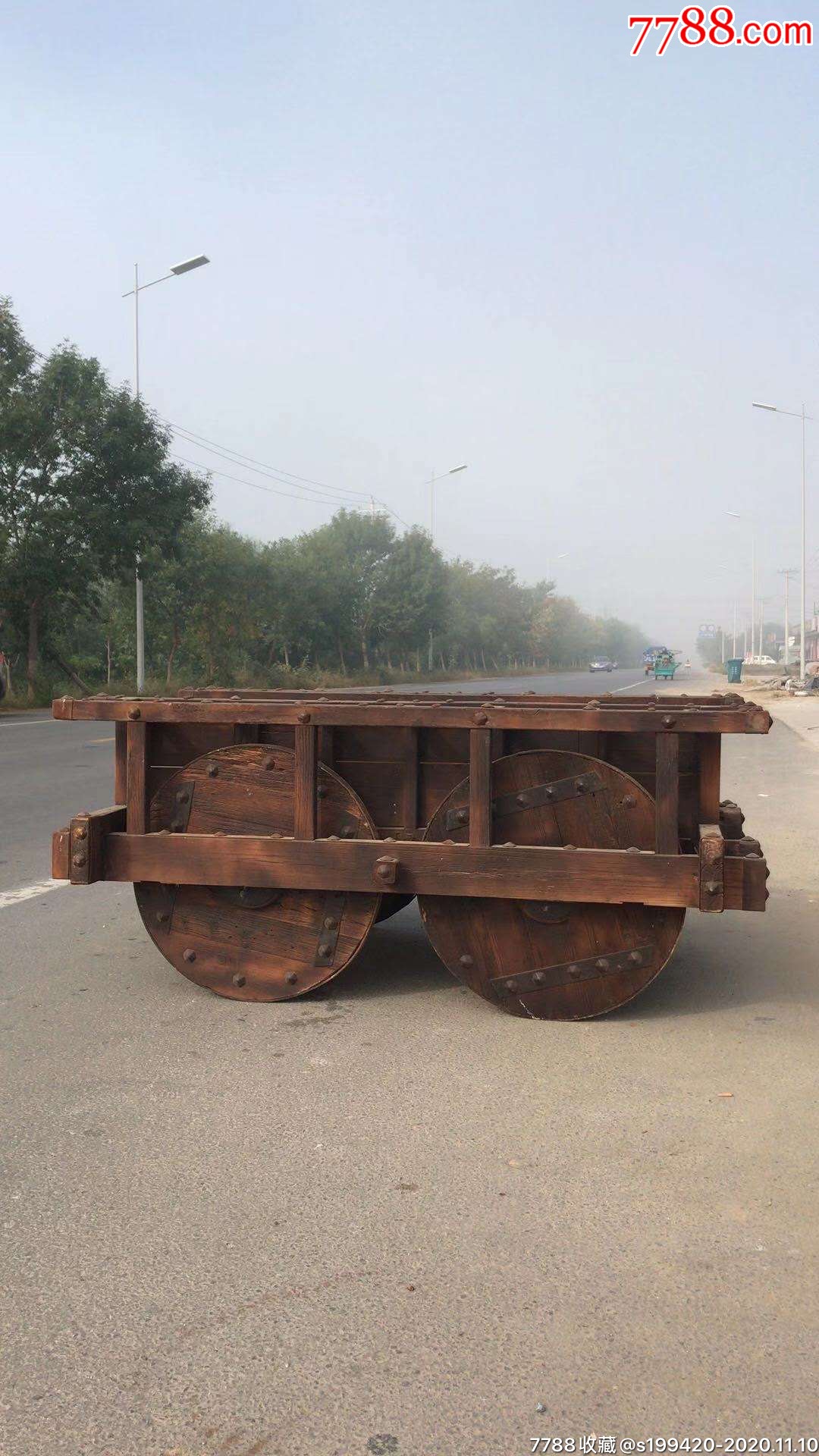 民俗精品四轮木车完整包老正常使用