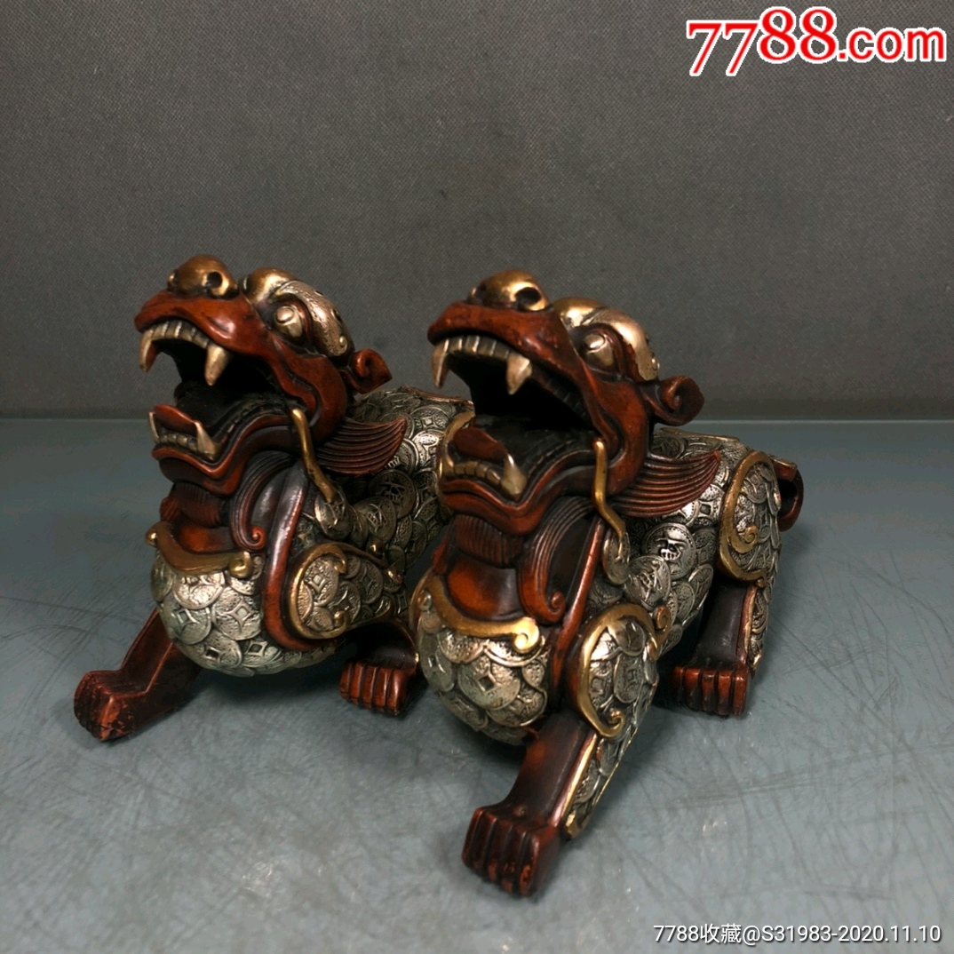 铜鎏金鎏银金钱兽