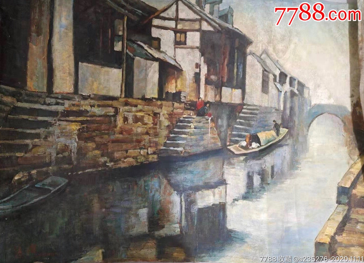 江南水鄉風景油畫_油畫原畫_作品欣賞_收藏價值_7788油畫收藏