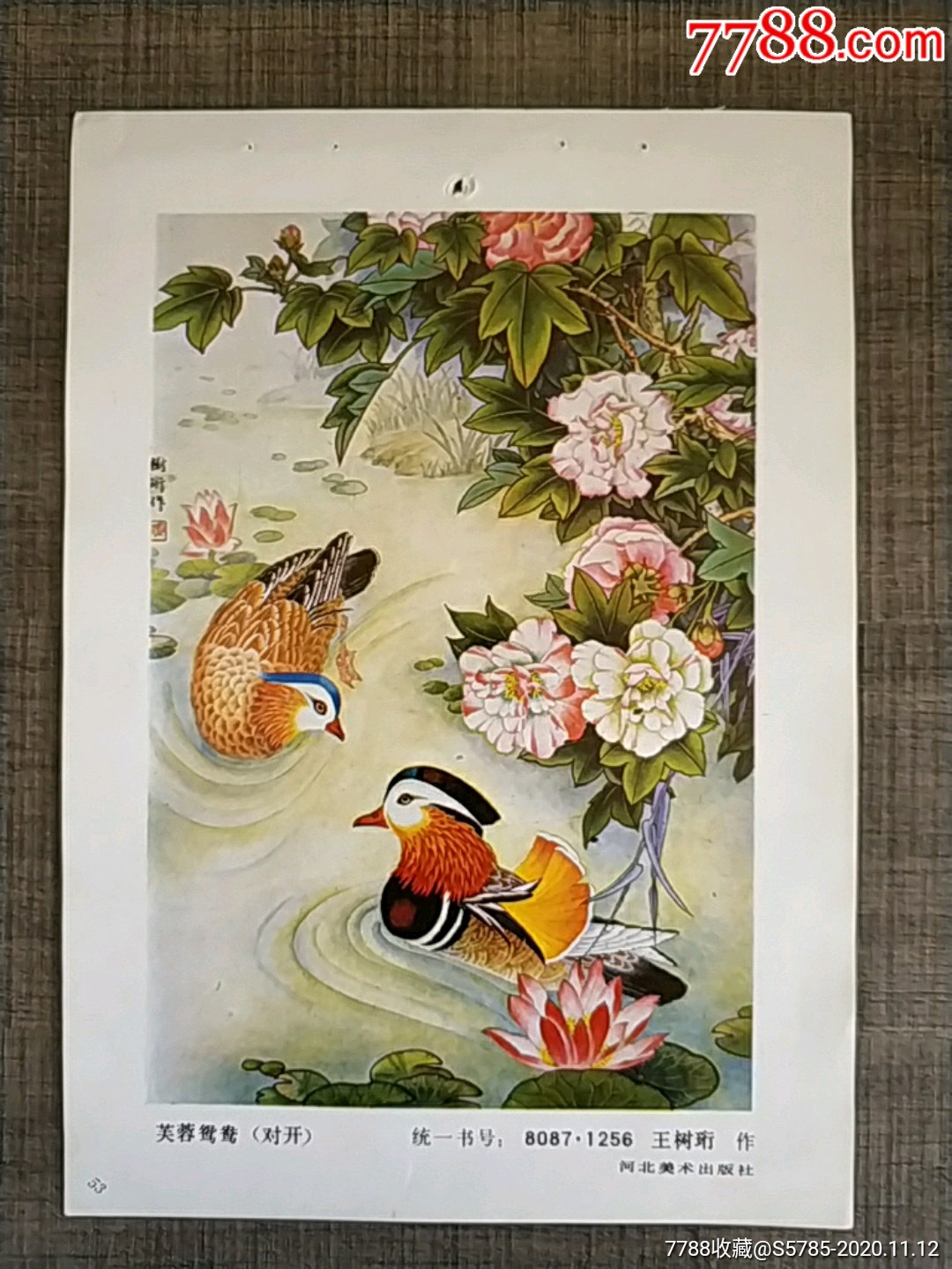 芙蓉鸳鸯--王树珩作-年画缩样散页-7788收藏