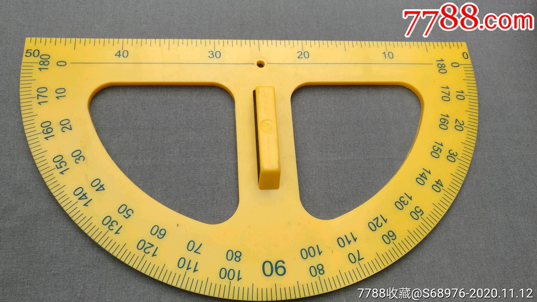 老教具,教师用尺,塑料半圆仪,可做年代戏影视道具,怀旧摆设-教师用具