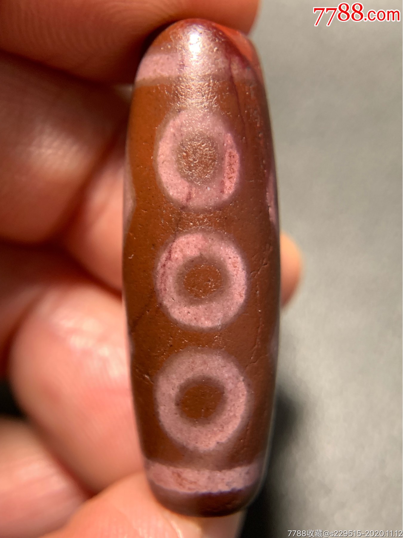 象雄满朱砂六眼天珠37.5*13毫米