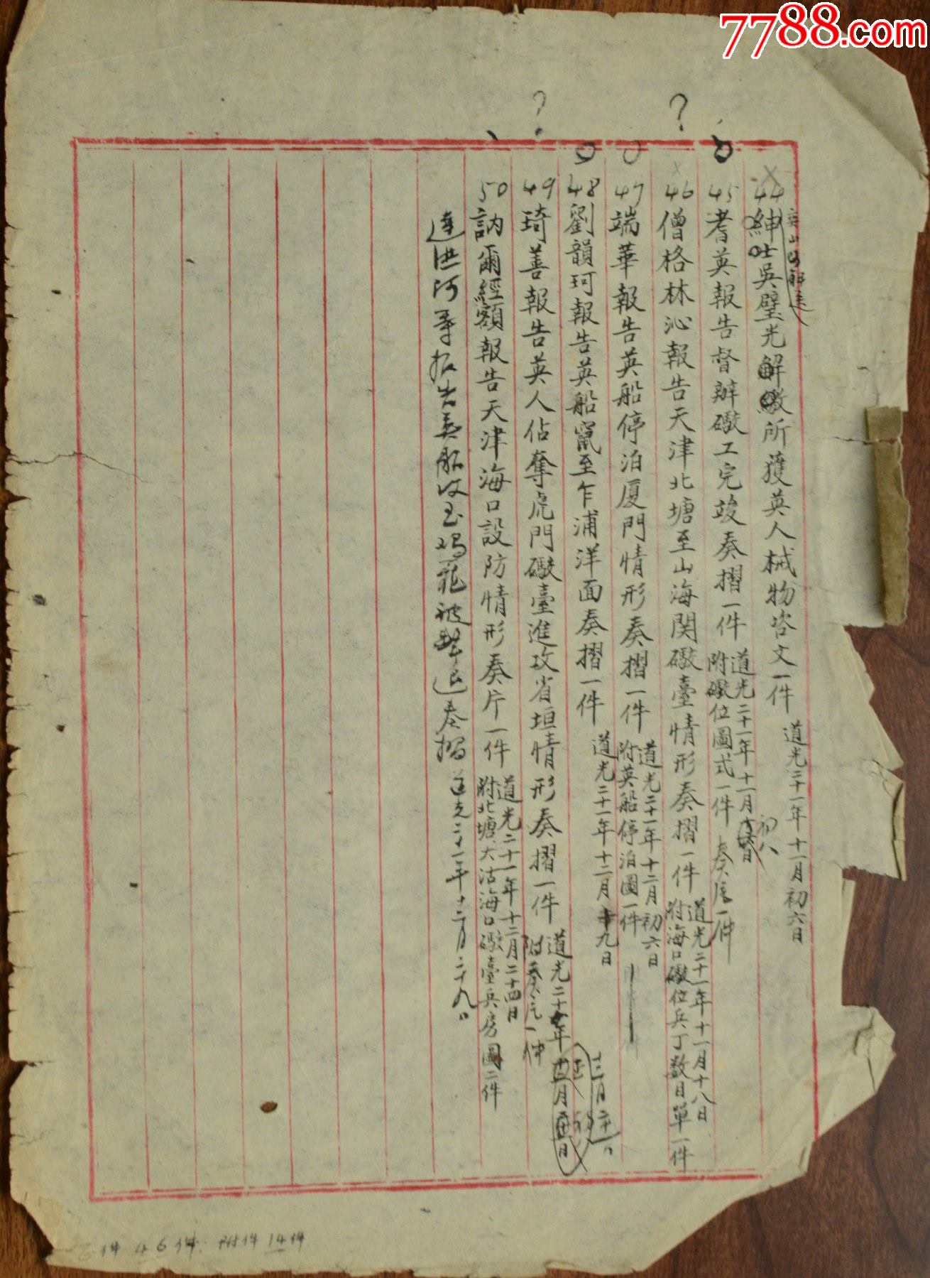 清末宝鋆等编夷务史的手稿《鸦片战争史料目录》-名人手稿/书稿-7788