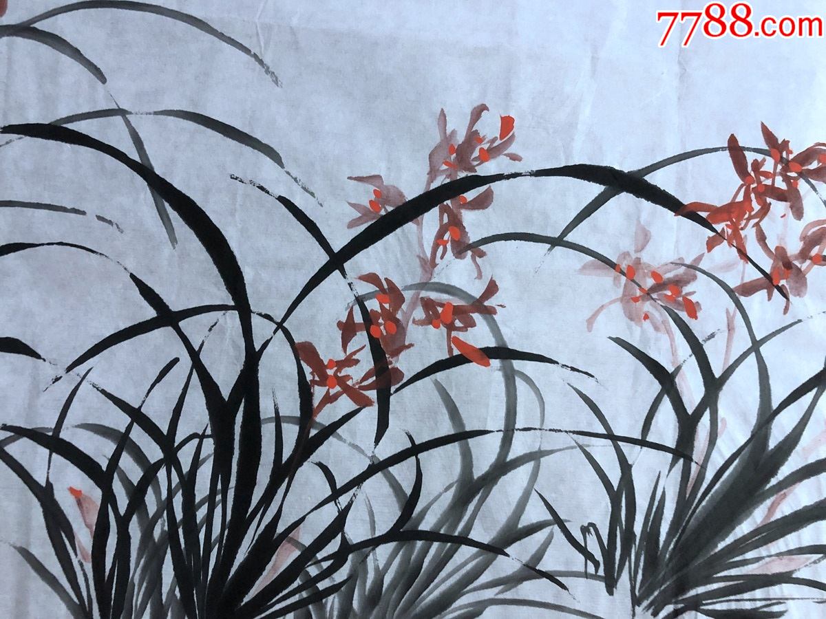 书画9715【杨文选】花鸟画,兰花,四尺条幅