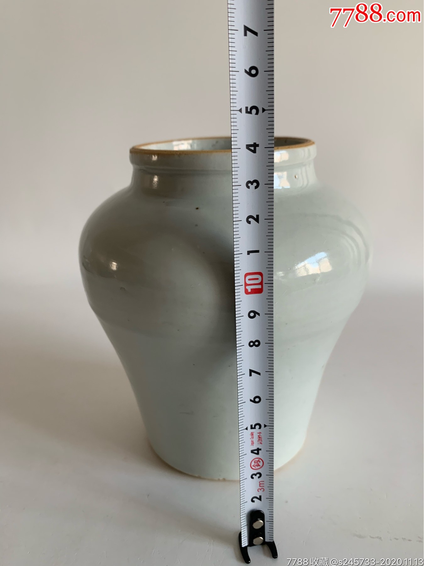 清代早期顺治白釉罐-单色白瓷-7788瓷器