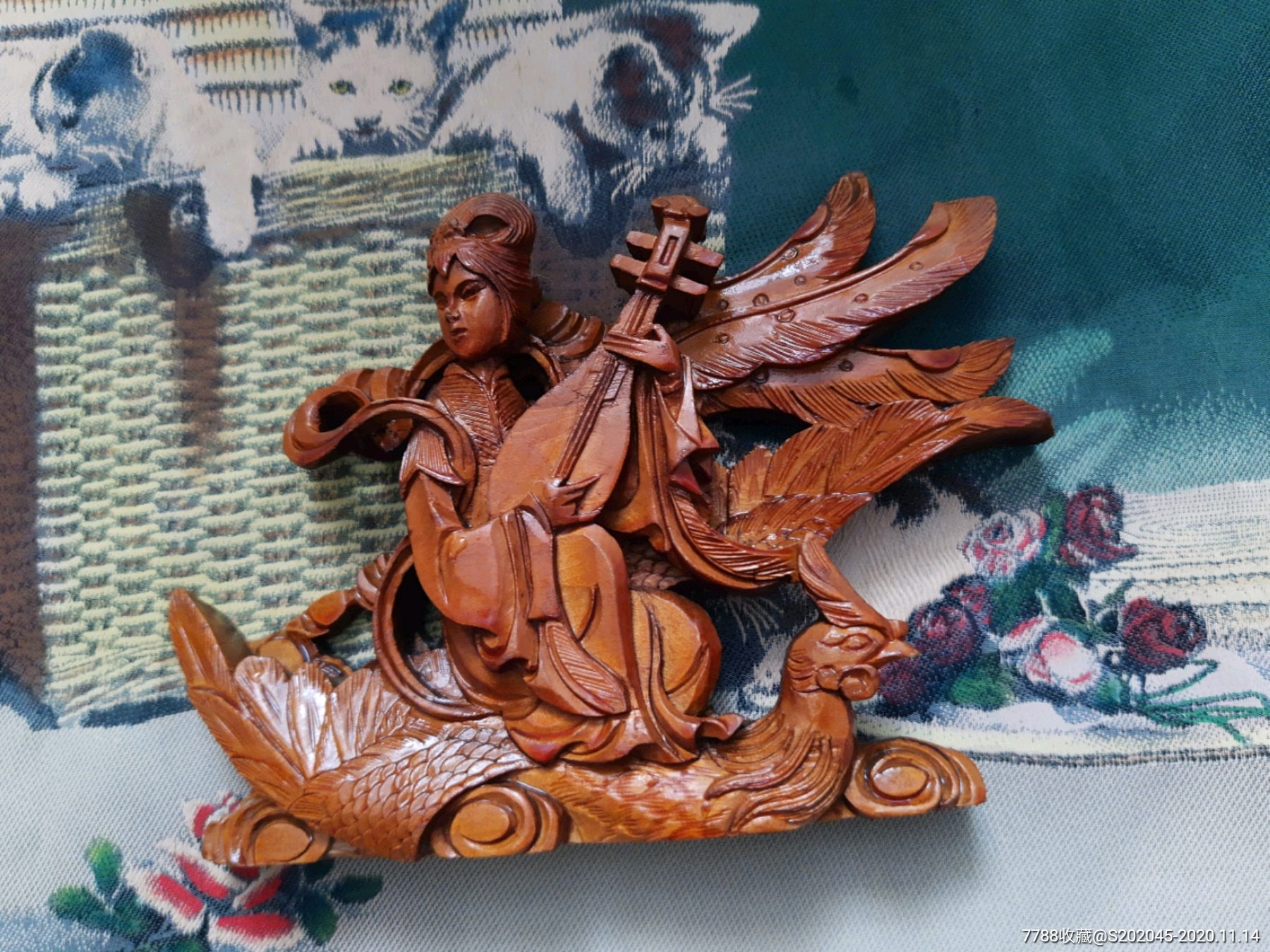 丹凤仕女东阳木雕件,精致.150.