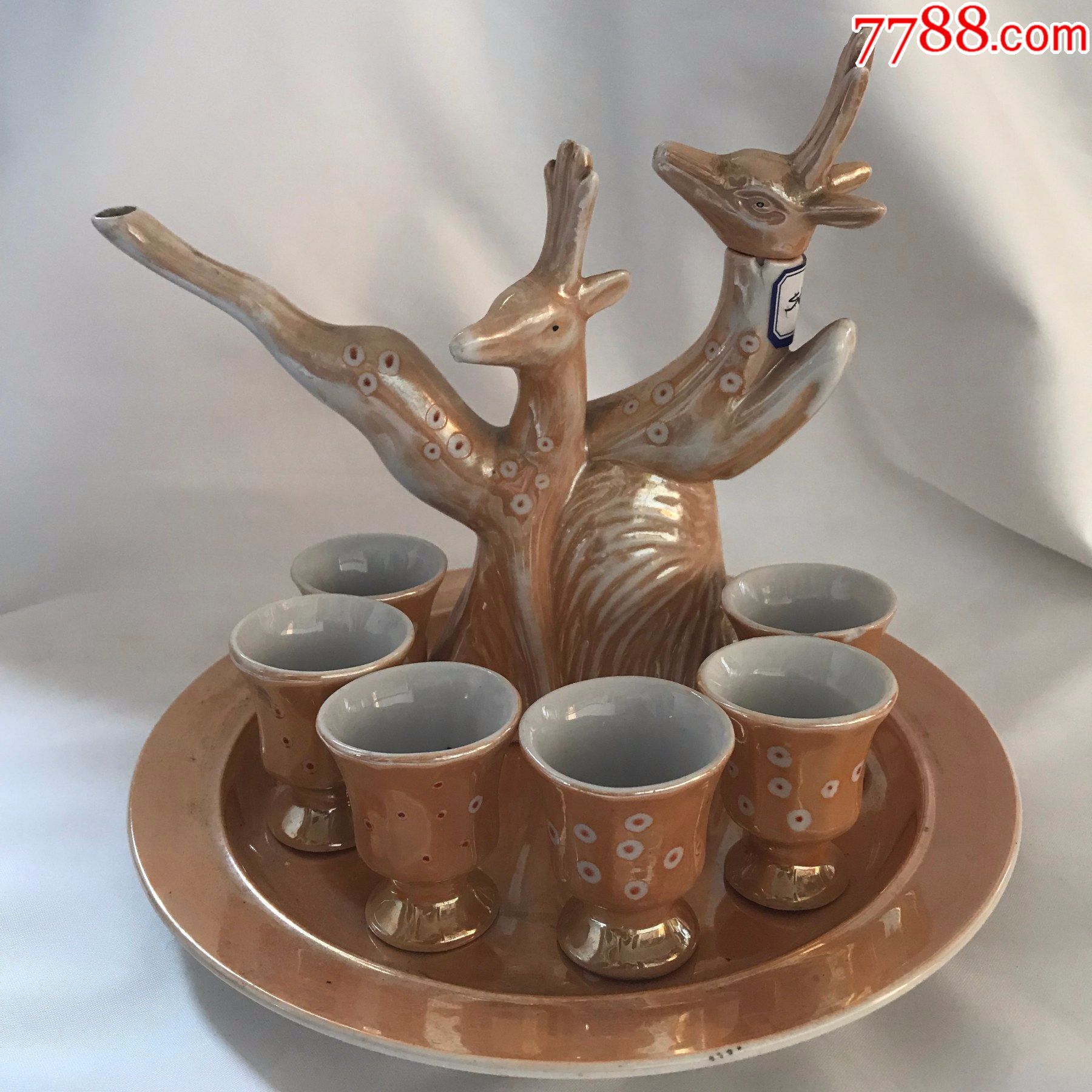 酒壶1杯6盘5套装酒具6205梅花鹿造型