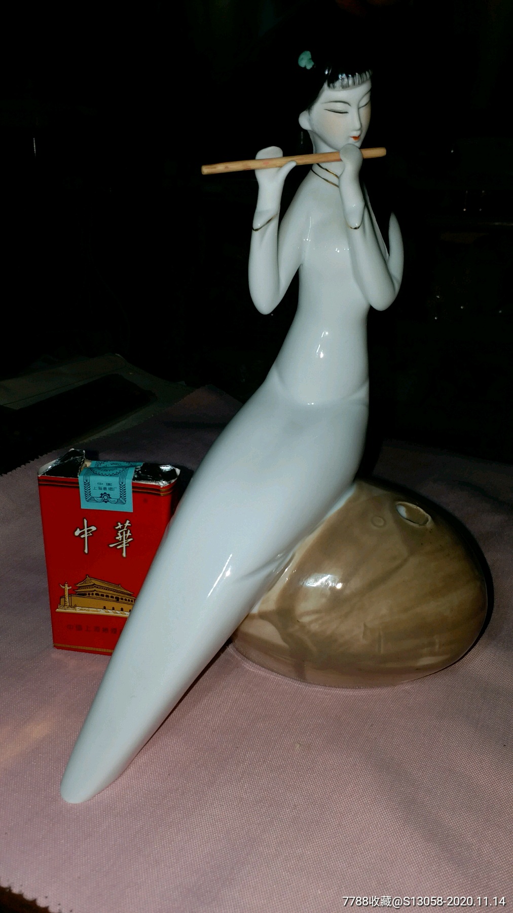 八十年代名家《吹笛少女》瓷塑_雕塑瓷/瓷雕_秦皇书舍【7788收藏