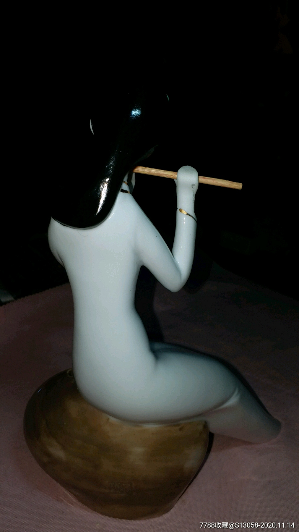 八十年代名家《吹笛少女》瓷塑-雕塑瓷/瓷雕-7788陶瓷