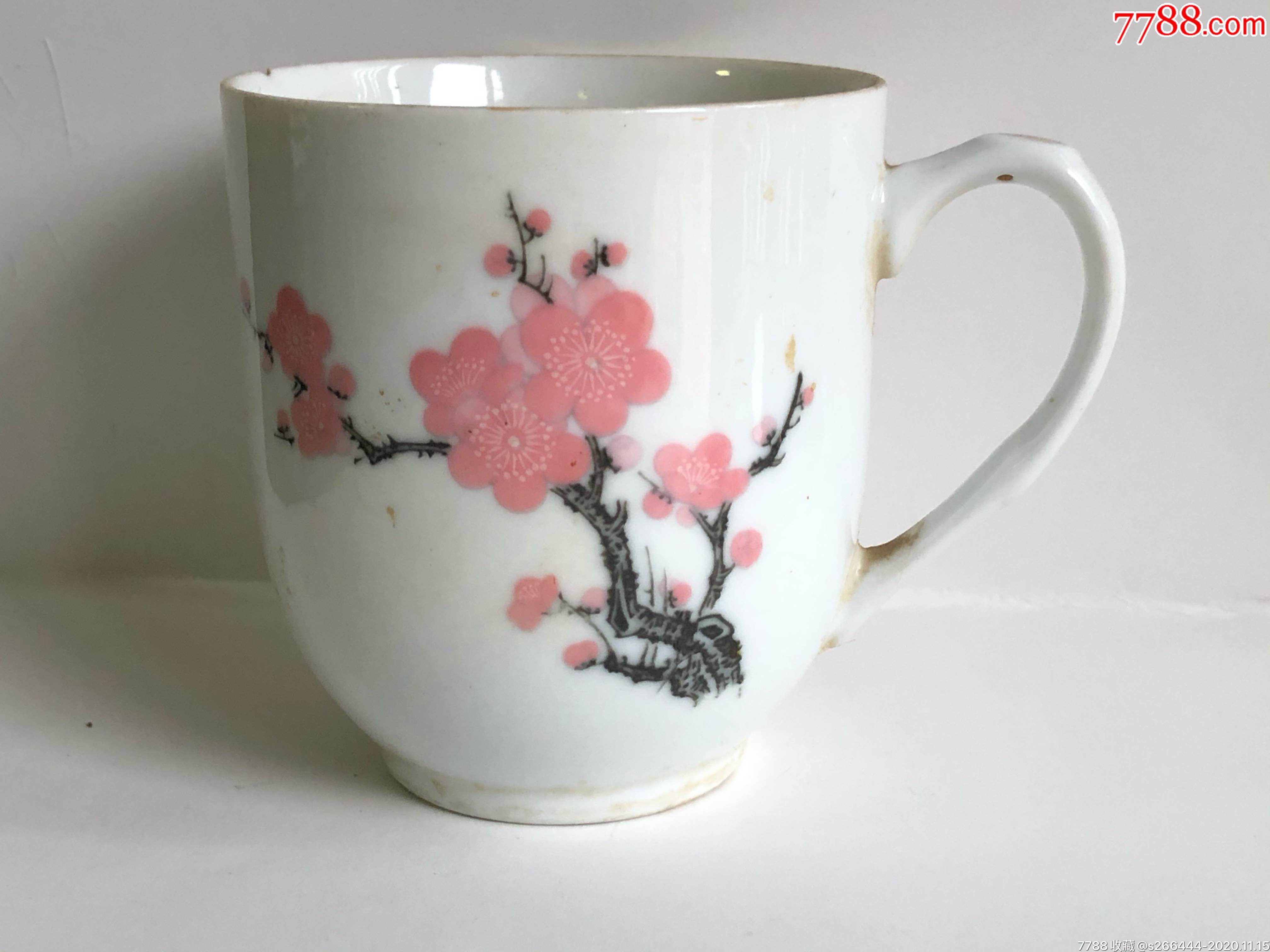 70年代醴陵釉下彩水粉桃花杯
