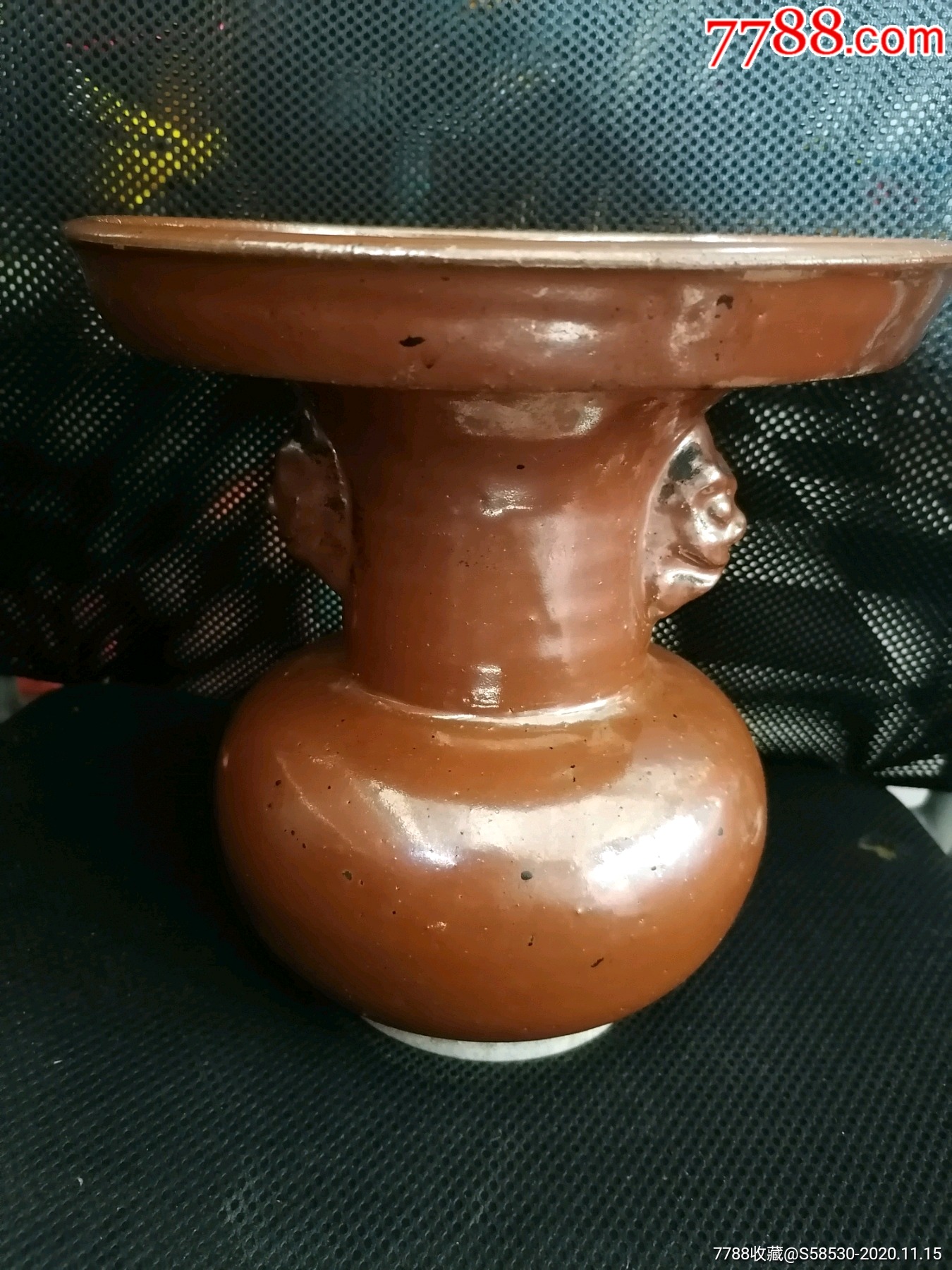 紫金酱秞盘口兽头花瓶_酱釉瓷/紫金釉_第3张_7788瓷器