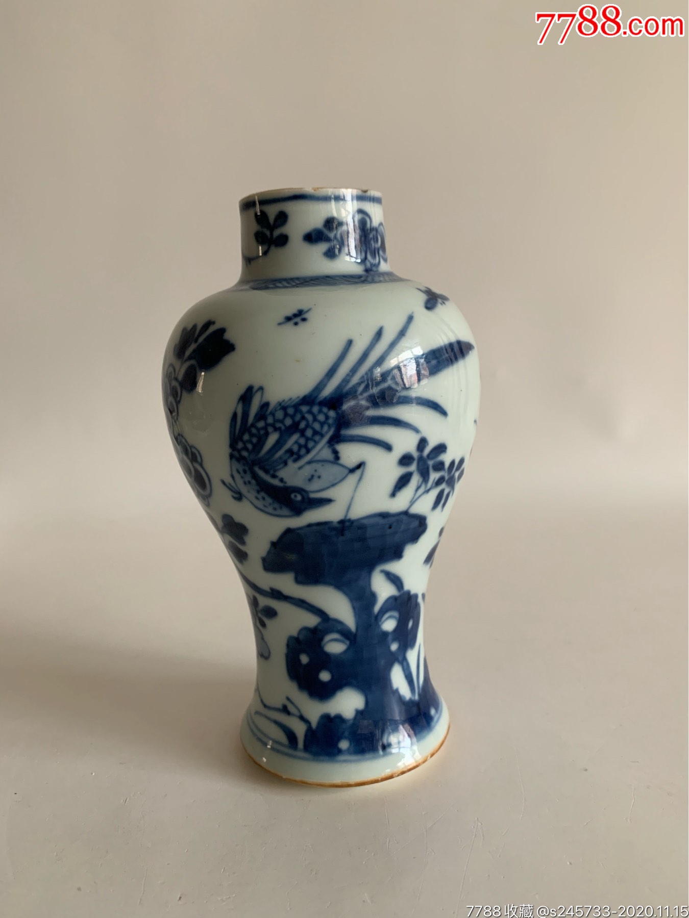 大清康熙锦鸡牡丹青花梅瓶_价格4000元【中古堂古玩】_第1张_7788收藏