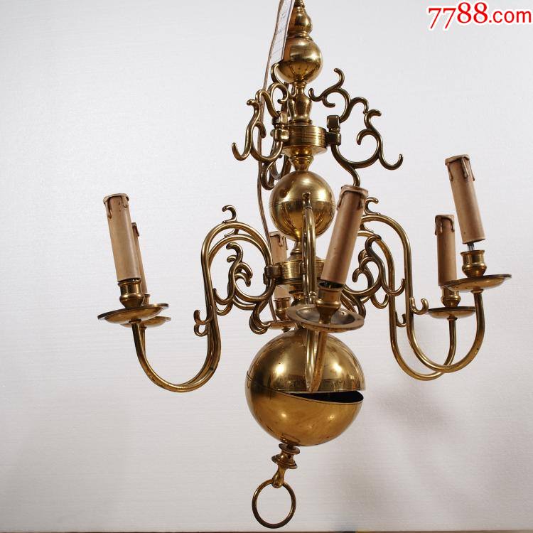 魔都洋货西洋古董黄铜烛台老式6头吊灯西洋民俗灯具影视道具挂件