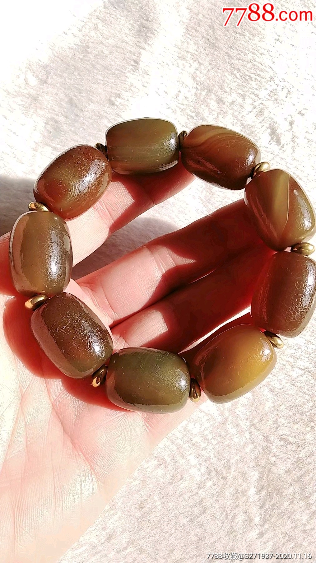收藏级聚美臻品江河玛瑙桶珠手串