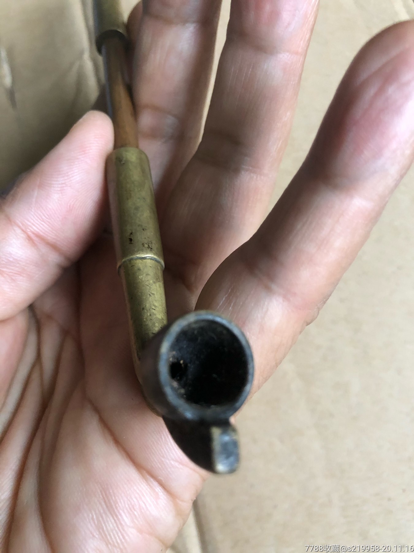 民国时期金美全铜烟杆