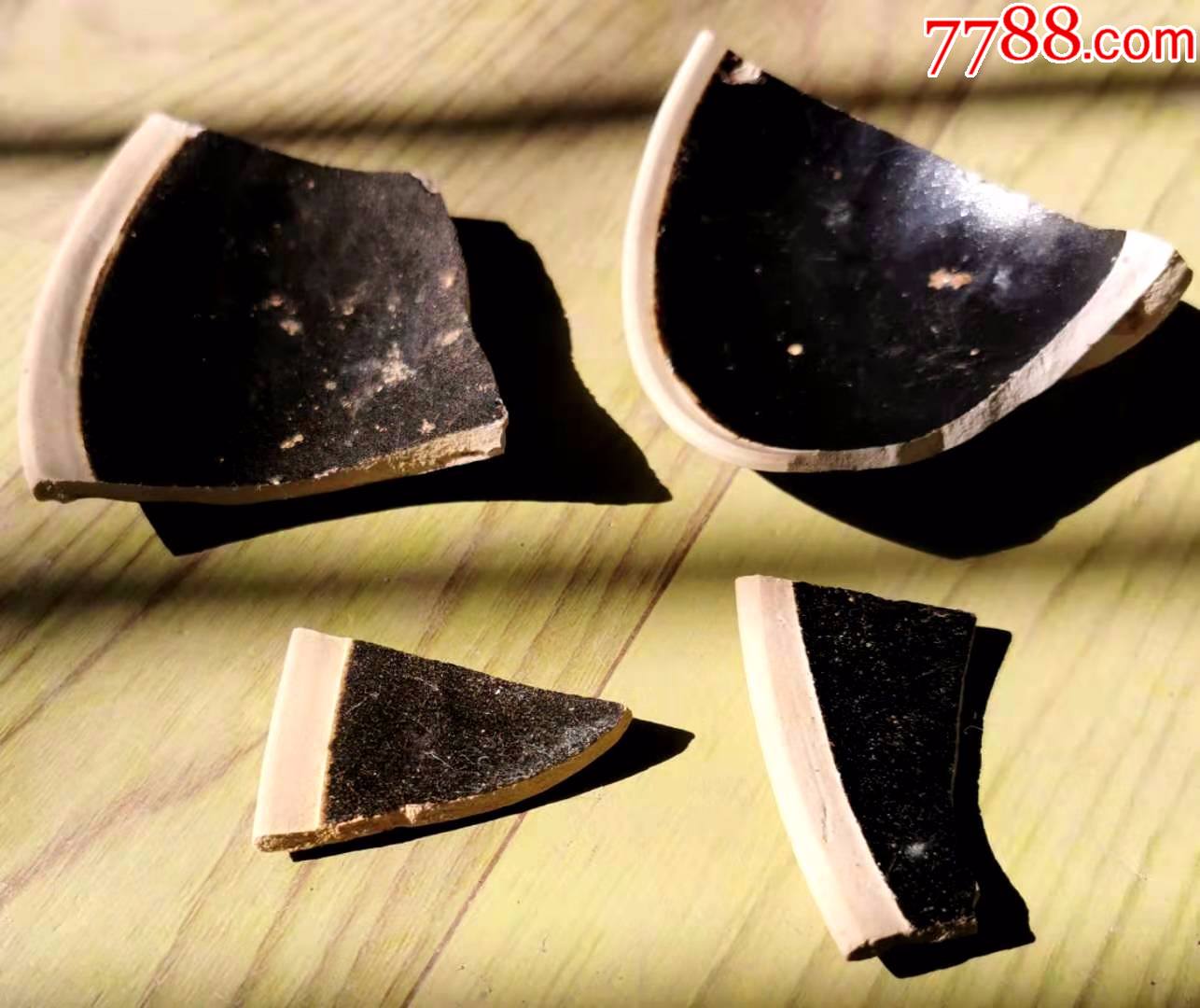 南宋吉州窑白覆轮茶盏瓷片一组