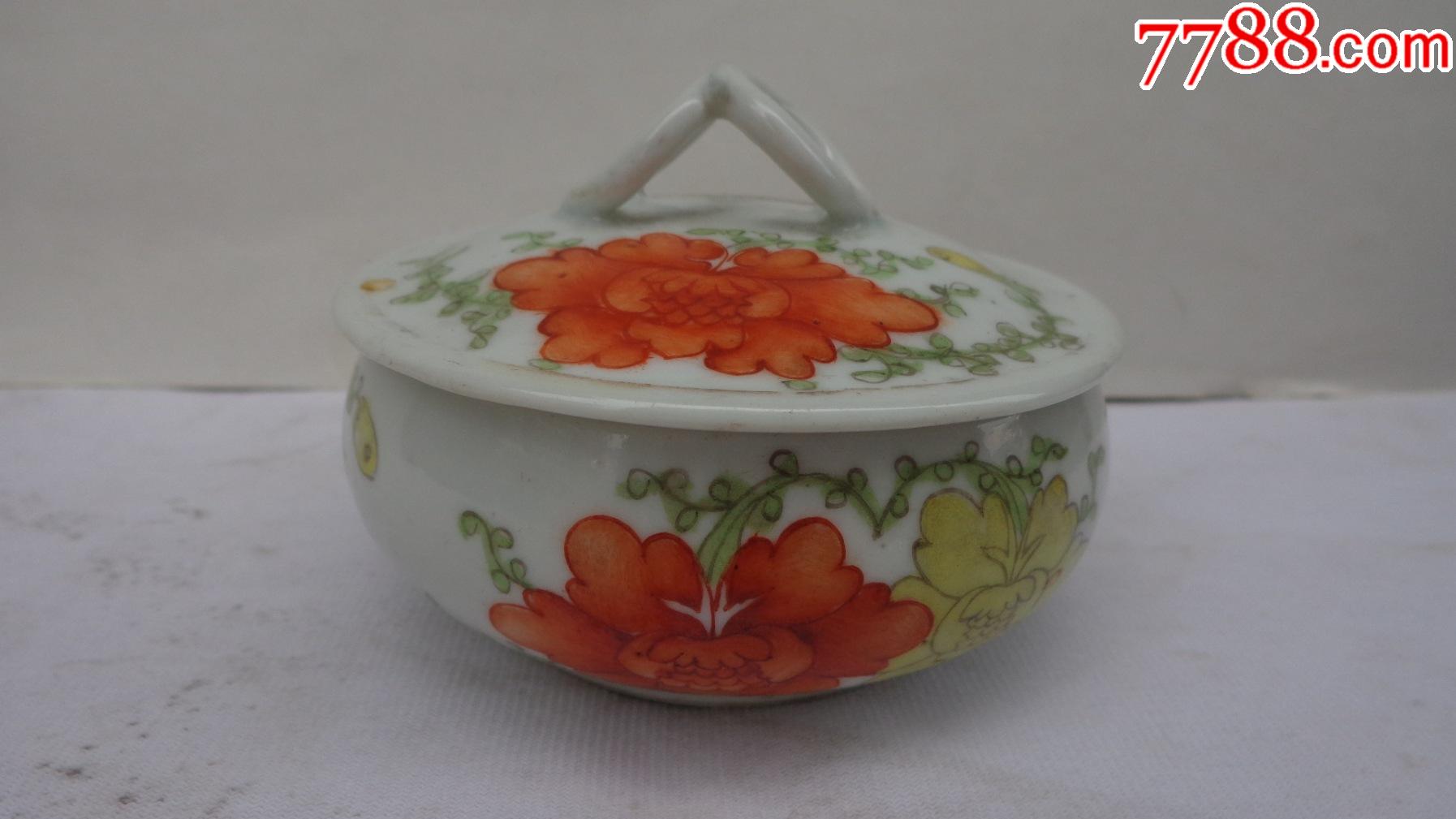 民国马瑞丰造花卉胭脂盒_彩绘瓷/彩瓷_第1张_7788瓷器